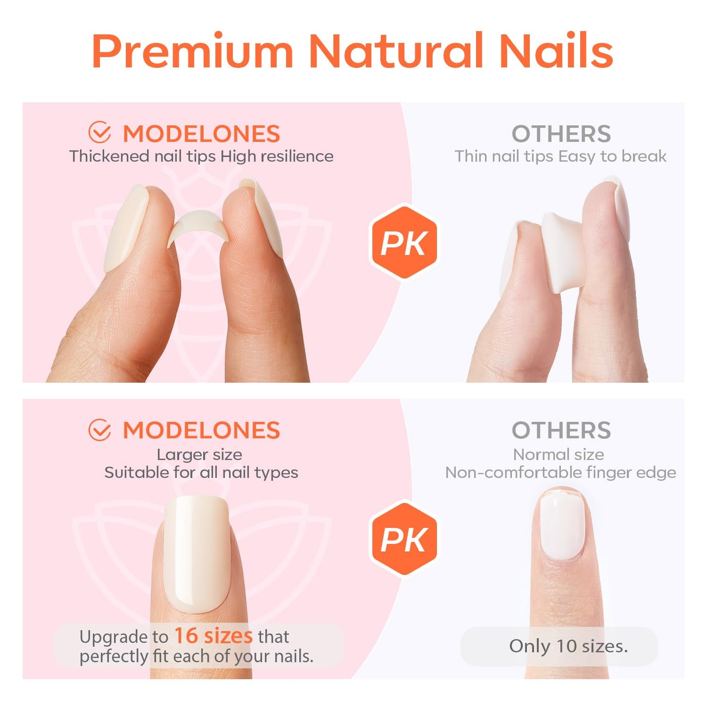 Modelones Brown Press on Nails Almond, Fall Short Fake Nails, Reusable Nail Kit with Nail Glue Adhesive Tabs Mini Nail File, Nails Press Ons 32Pcs 16 Sizes, Women Girl Gift, Amber