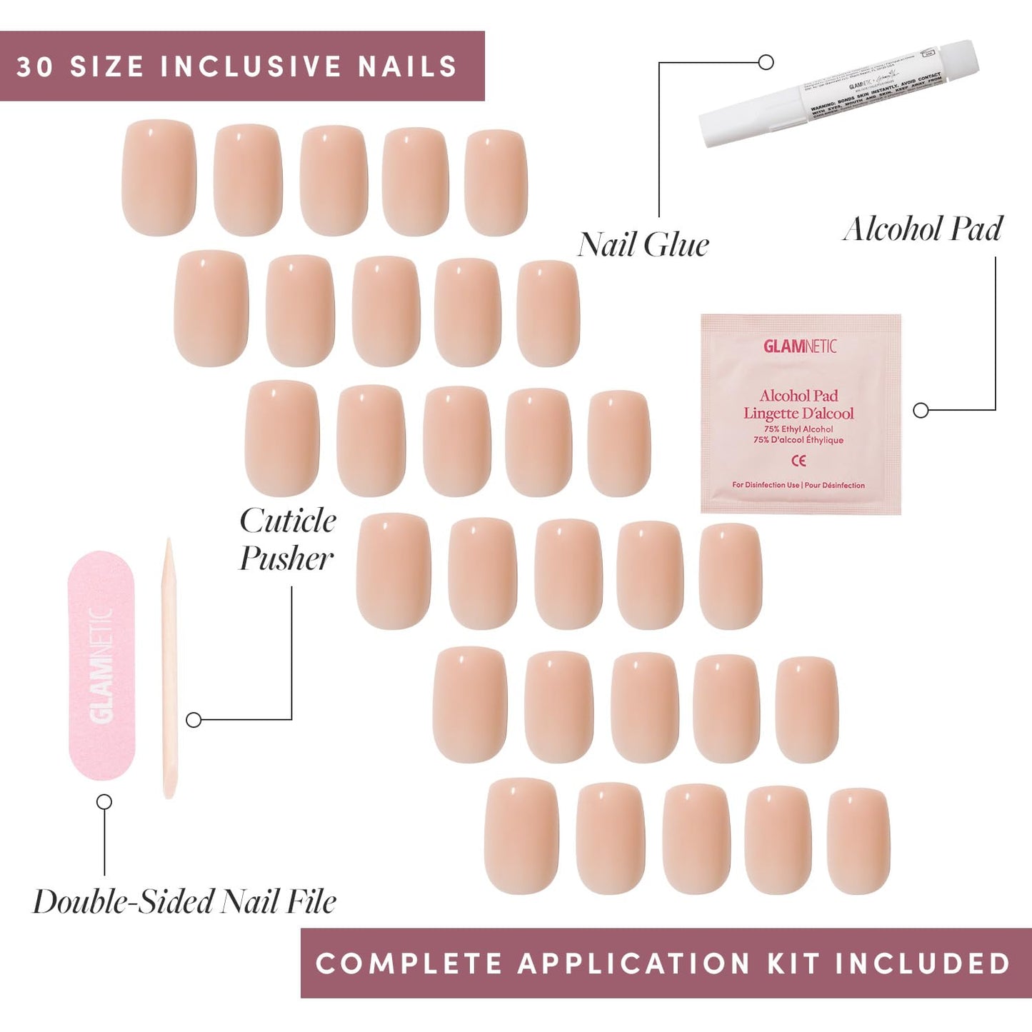 Glamnetic x GLAMZILLA Press On Nails - KILLAZILLA | Short Almond Tortoiseshell Fake Nails with French Tips, Salon Quality | 15 Sizes - 30 Nail Kit with Glue