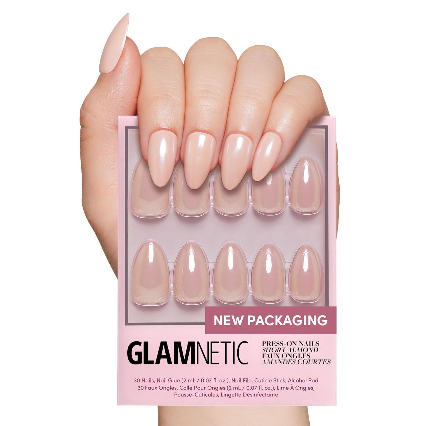 Glamnetic Press On Nails - Berry Maroon | Opaque Dark Red Maroon Short Round Fake Nails, Salon Quality | 12 Sizes - 30 Nail Kit