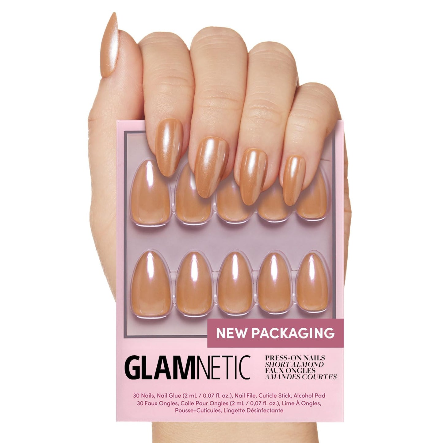 Glamnetic Press On Nails - Berry Maroon | Opaque Dark Red Maroon Short Round Fake Nails, Salon Quality | 12 Sizes - 30 Nail Kit