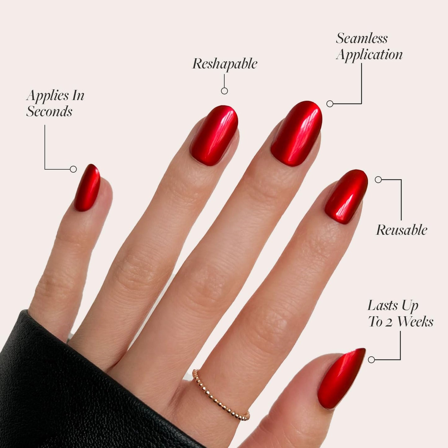 Glamnetic Press On Nails - Berry Maroon | Opaque Dark Red Maroon Short Round Fake Nails, Salon Quality | 12 Sizes - 30 Nail Kit
