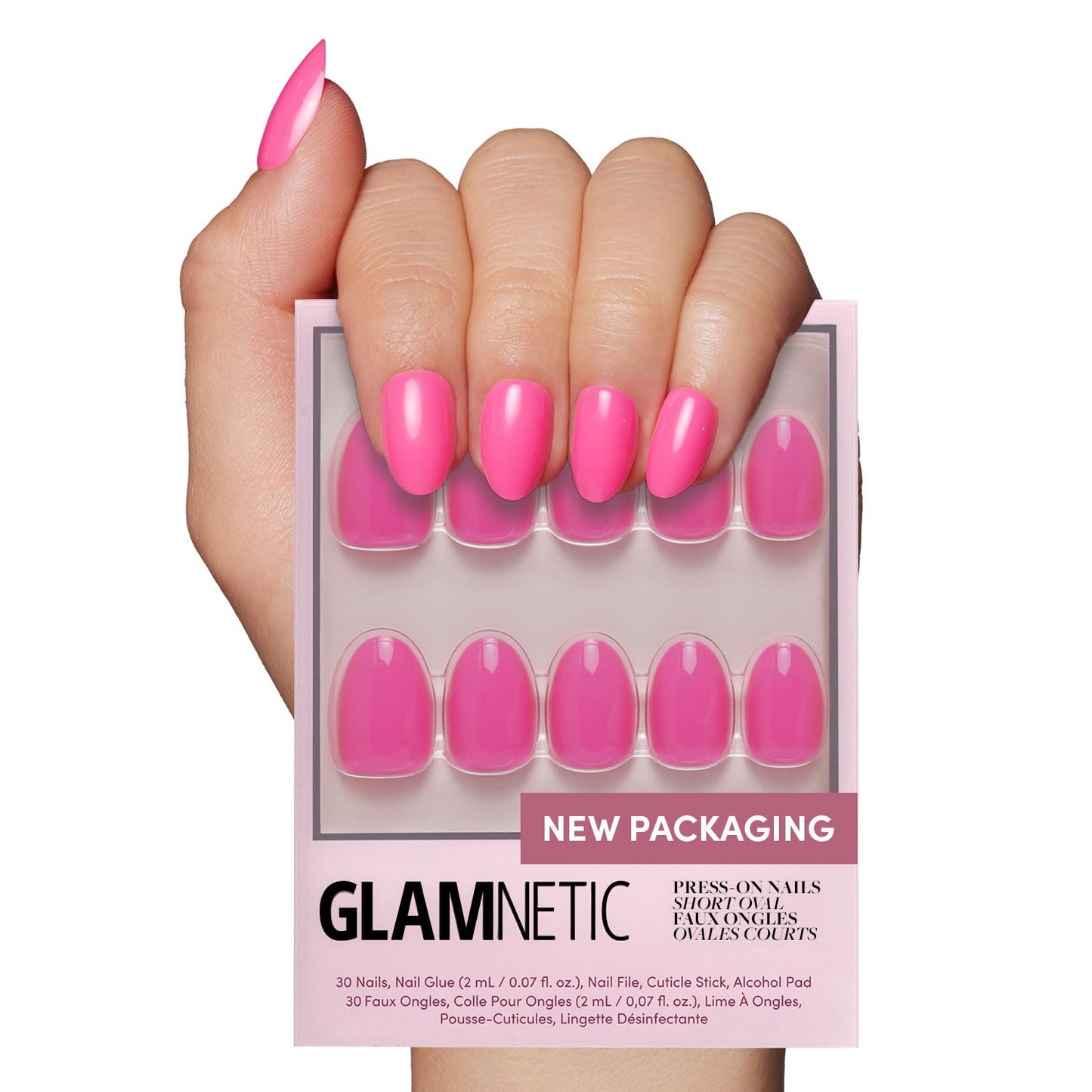 Glamnetic Press On Nails - Berry Maroon | Opaque Dark Red Maroon Short Round Fake Nails, Salon Quality | 12 Sizes - 30 Nail Kit