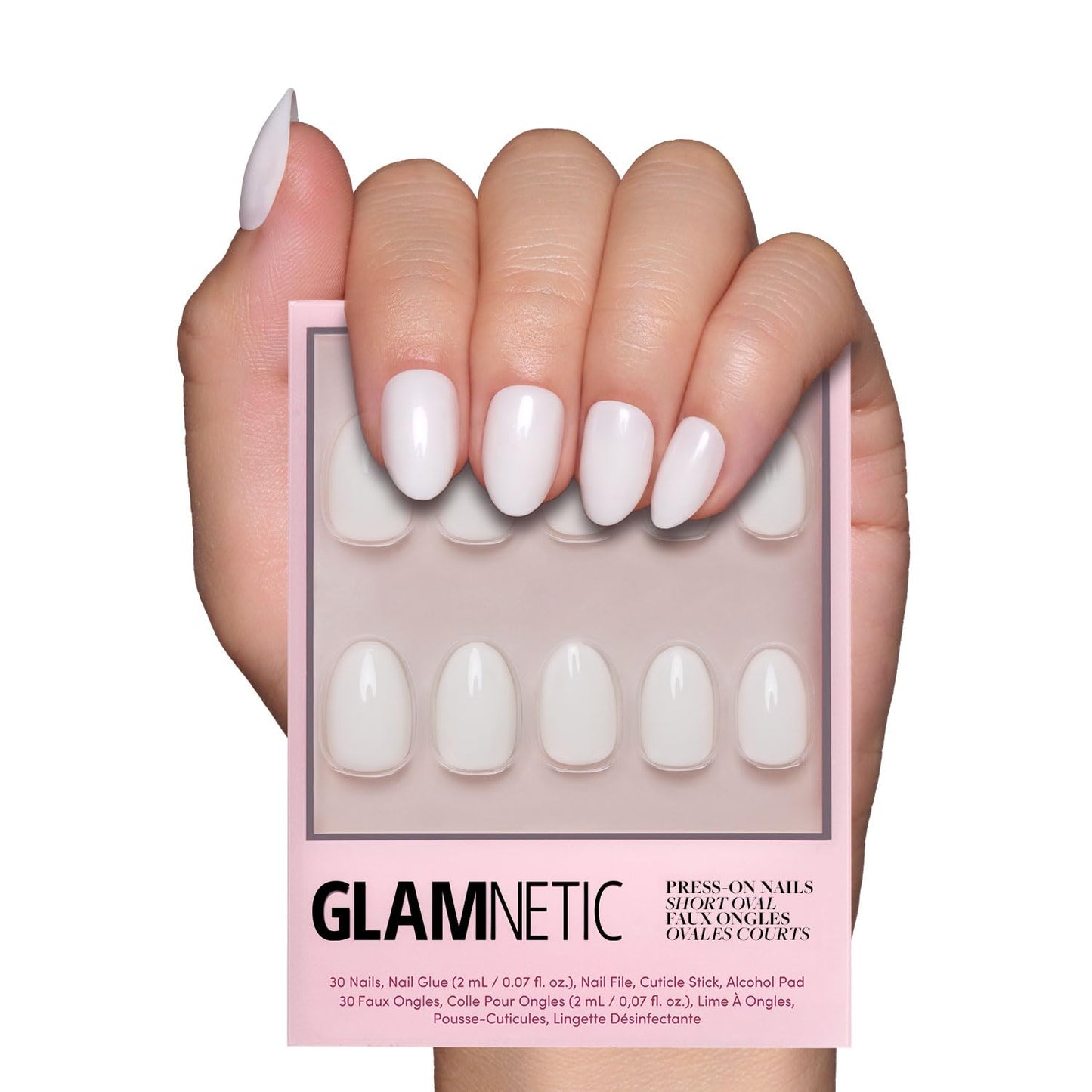 Glamnetic Press On Nails - Berry Maroon | Opaque Dark Red Maroon Short Round Fake Nails, Salon Quality | 12 Sizes - 30 Nail Kit