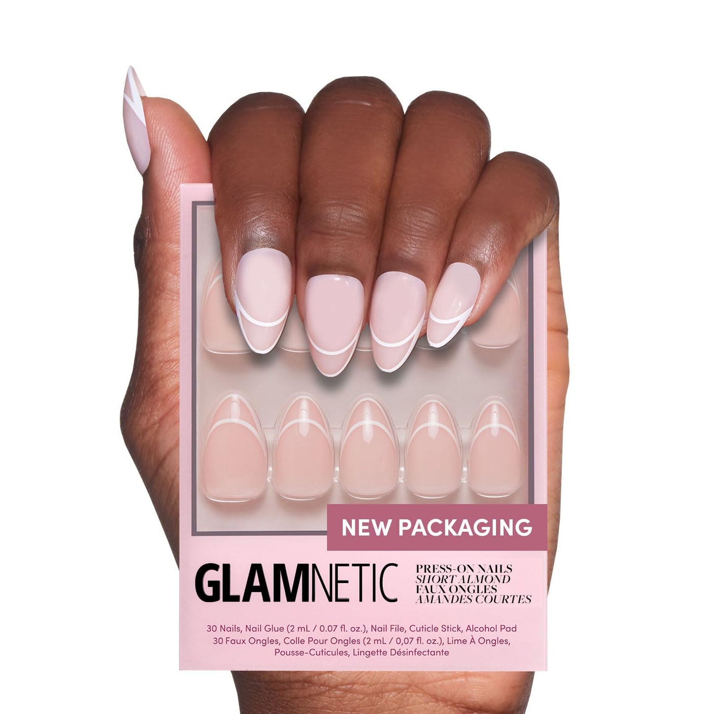 Glamnetic Press On Nails - Berry Maroon | Opaque Dark Red Maroon Short Round Fake Nails, Salon Quality | 12 Sizes - 30 Nail Kit