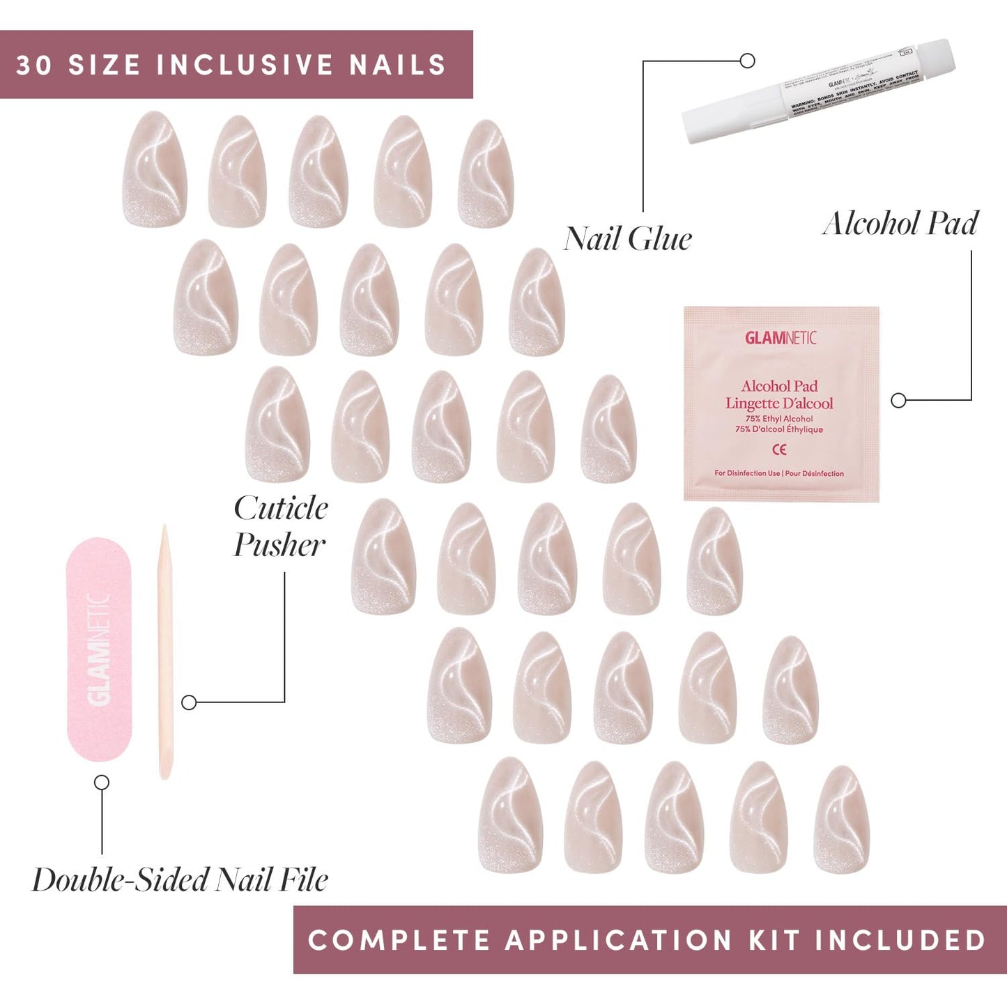 Glamnetic x GLAMZILLA Press On Nails - KILLAZILLA | Short Almond Tortoiseshell Fake Nails with French Tips, Salon Quality | 15 Sizes - 30 Nail Kit with Glue