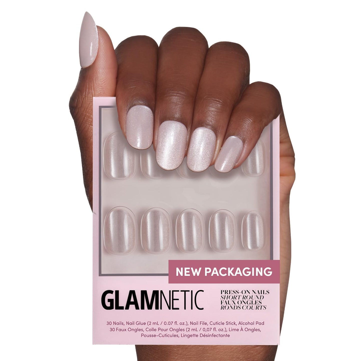 Glamnetic Press On Nails - Berry Maroon | Opaque Dark Red Maroon Short Round Fake Nails, Salon Quality | 12 Sizes - 30 Nail Kit