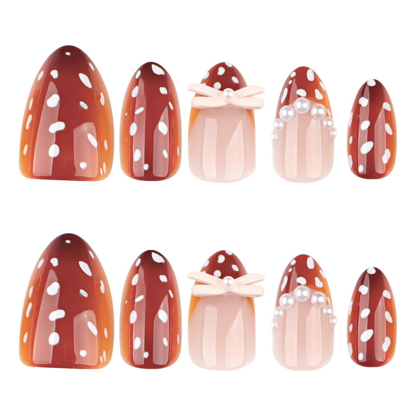 Short Almond Press on Nails Fall Fake Nails Sparkly False Nail with Gold Leaf Designs Autumn Wine Red Glossy Full Cover Acrylic Stick on Nail for Women Nail Art Decor 24 Pcs