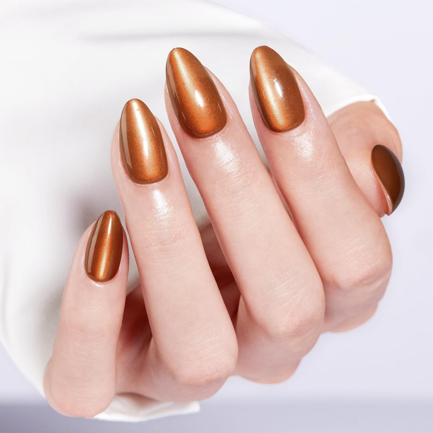 Modelones Brown Press on Nails Almond, Fall Short Fake Nails, Reusable Nail Kit with Nail Glue Adhesive Tabs Mini Nail File, Nails Press Ons 32Pcs 16 Sizes, Women Girl Gift, Amber