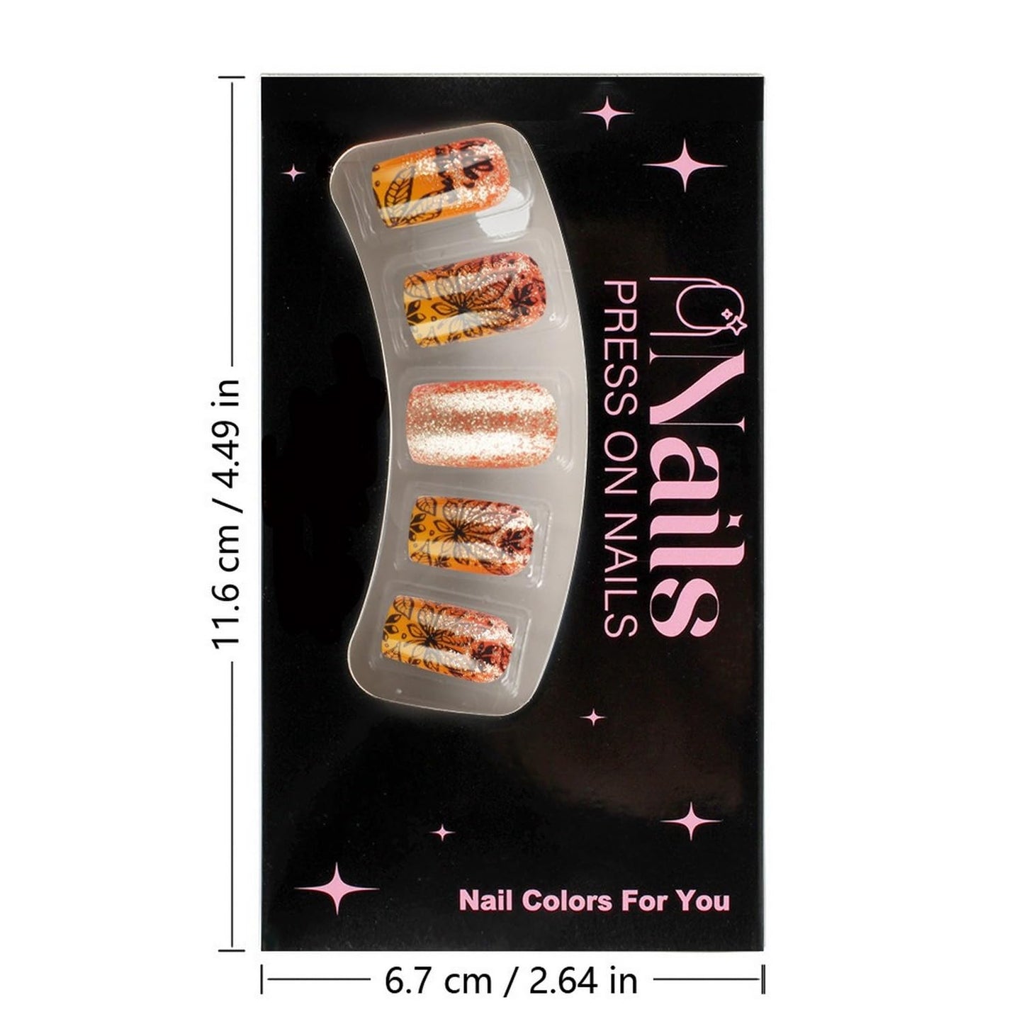 Short Almond Press on Nails Fall Fake Nails Sparkly False Nail with Gold Leaf Designs Autumn Wine Red Glossy Full Cover Acrylic Stick on Nail for Women Nail Art Decor 24 Pcs
