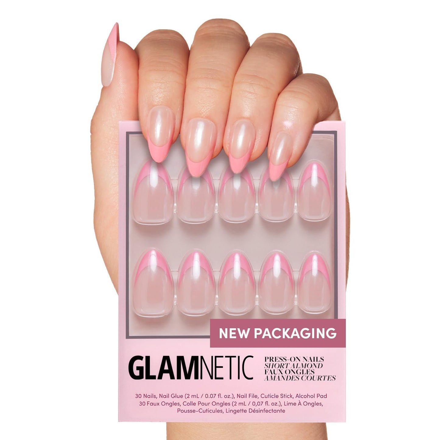 Glamnetic Press On Nails - Berry Maroon | Opaque Dark Red Maroon Short Round Fake Nails, Salon Quality | 12 Sizes - 30 Nail Kit