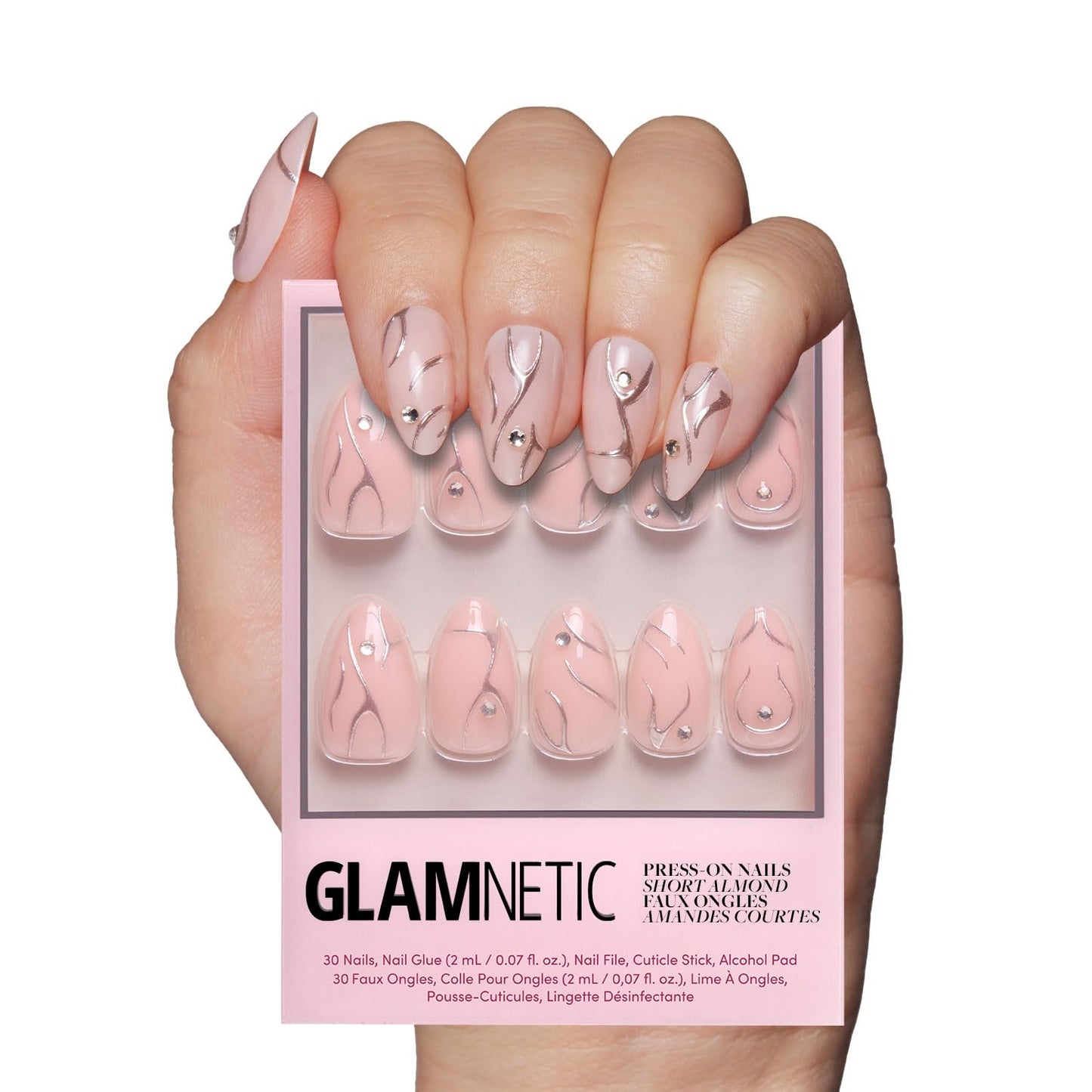 Glamnetic Press On Nails - Berry Maroon | Opaque Dark Red Maroon Short Round Fake Nails, Salon Quality | 12 Sizes - 30 Nail Kit
