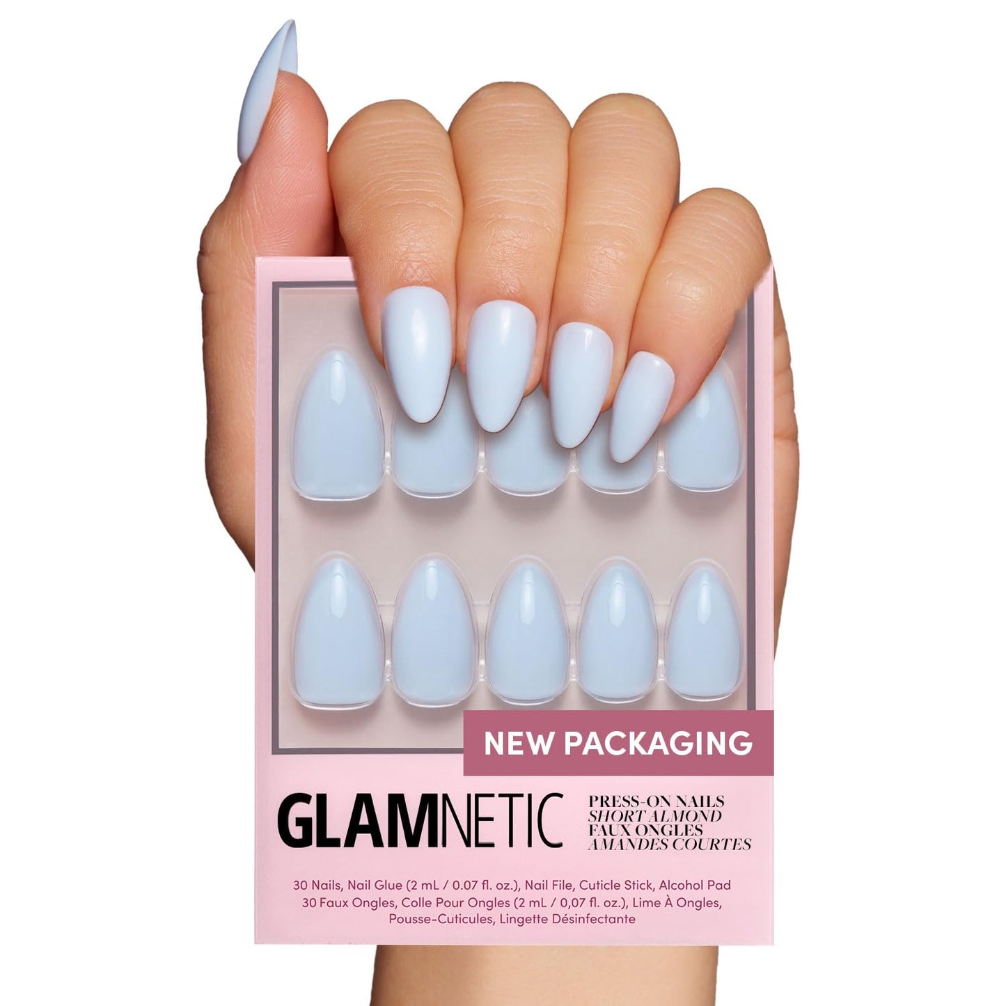 Glamnetic Press On Nails - Berry Maroon | Opaque Dark Red Maroon Short Round Fake Nails, Salon Quality | 12 Sizes - 30 Nail Kit