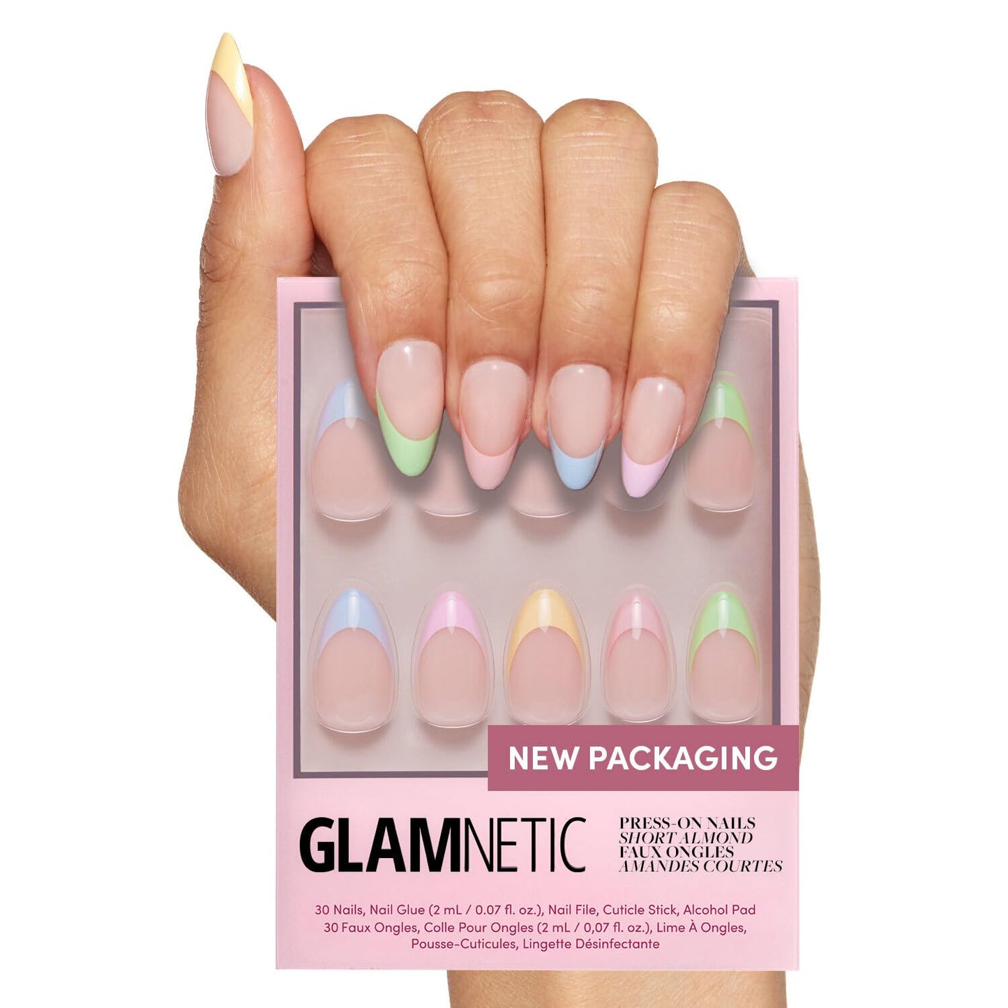 Glamnetic Press On Nails - Berry Maroon | Opaque Dark Red Maroon Short Round Fake Nails, Salon Quality | 12 Sizes - 30 Nail Kit