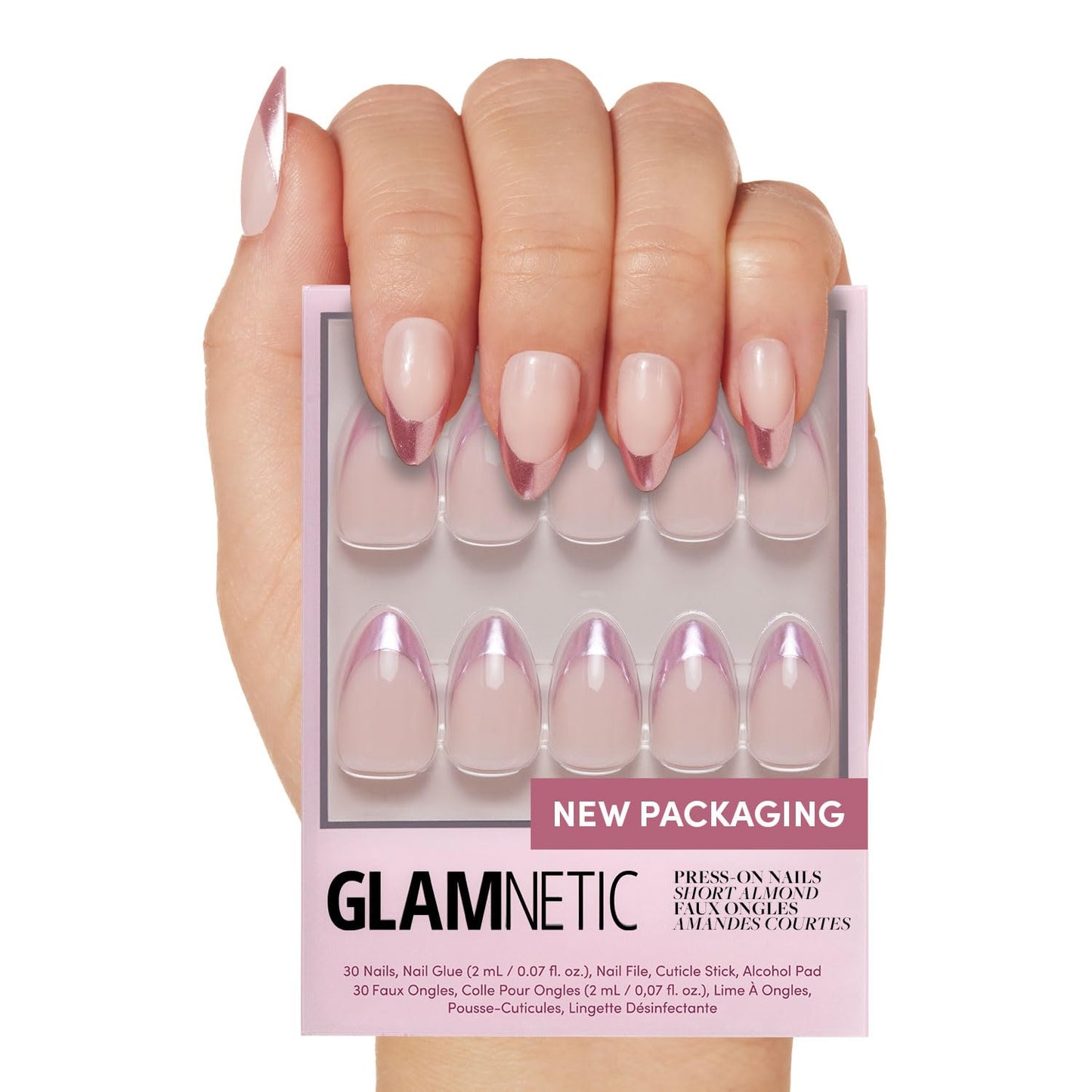 Glamnetic Press On Nails - Berry Maroon | Opaque Dark Red Maroon Short Round Fake Nails, Salon Quality | 12 Sizes - 30 Nail Kit