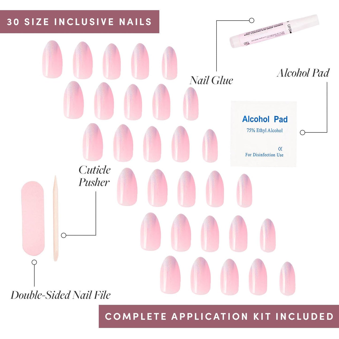 Glamnetic Press On Nails - Berry Maroon | Opaque Dark Red Maroon Short Round Fake Nails, Salon Quality | 12 Sizes - 30 Nail Kit