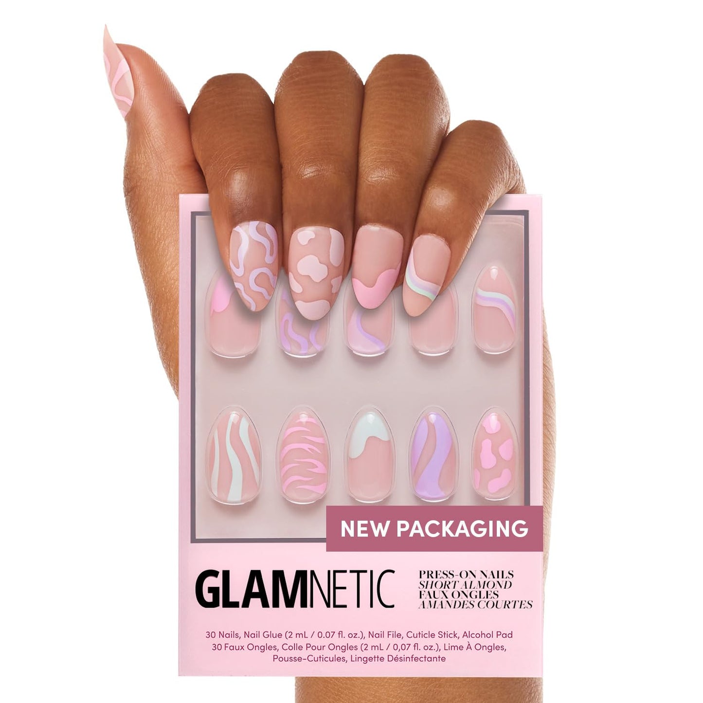 Glamnetic Press On Nails - Berry Maroon | Opaque Dark Red Maroon Short Round Fake Nails, Salon Quality | 12 Sizes - 30 Nail Kit