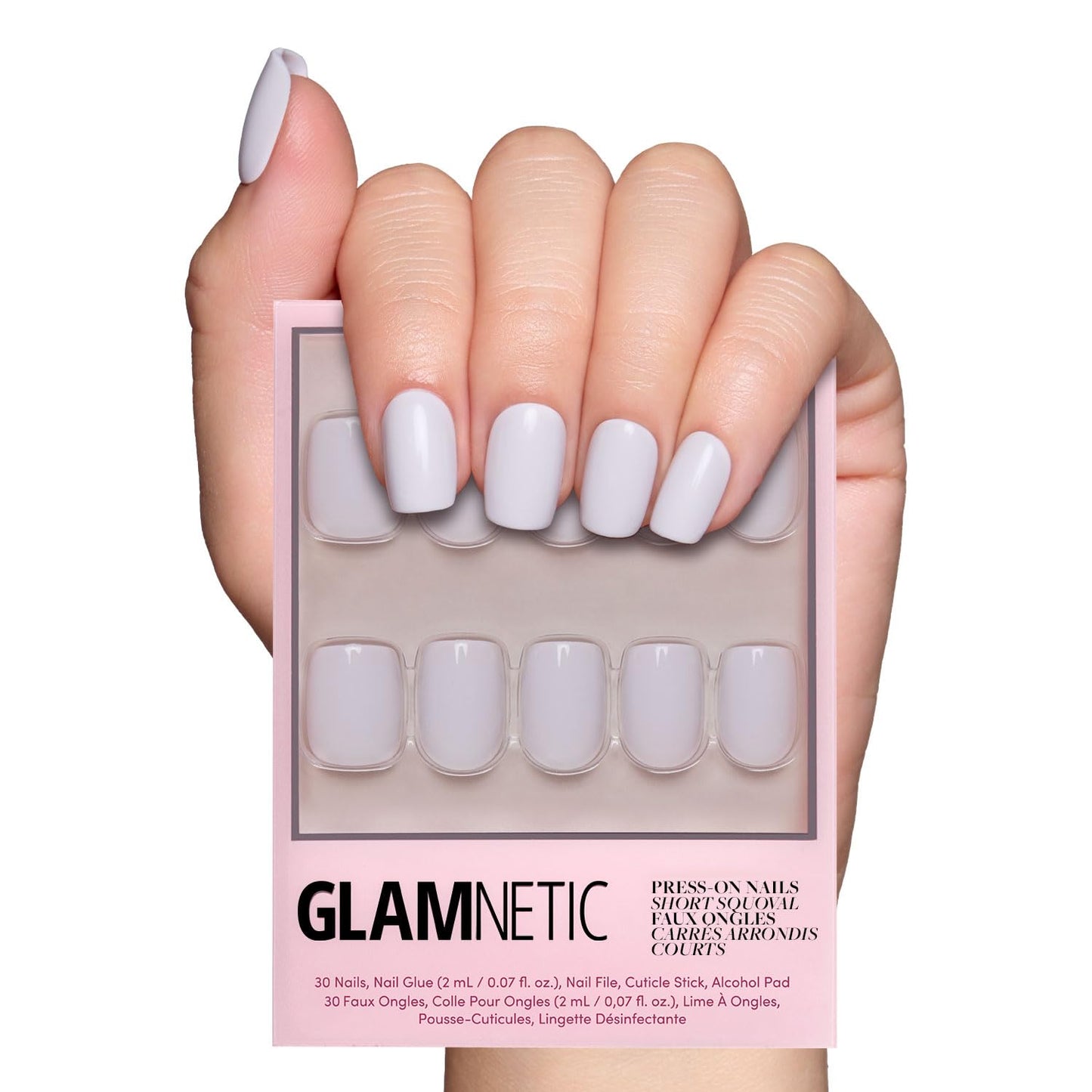 Glamnetic Press On Nails - Berry Maroon | Opaque Dark Red Maroon Short Round Fake Nails, Salon Quality | 12 Sizes - 30 Nail Kit
