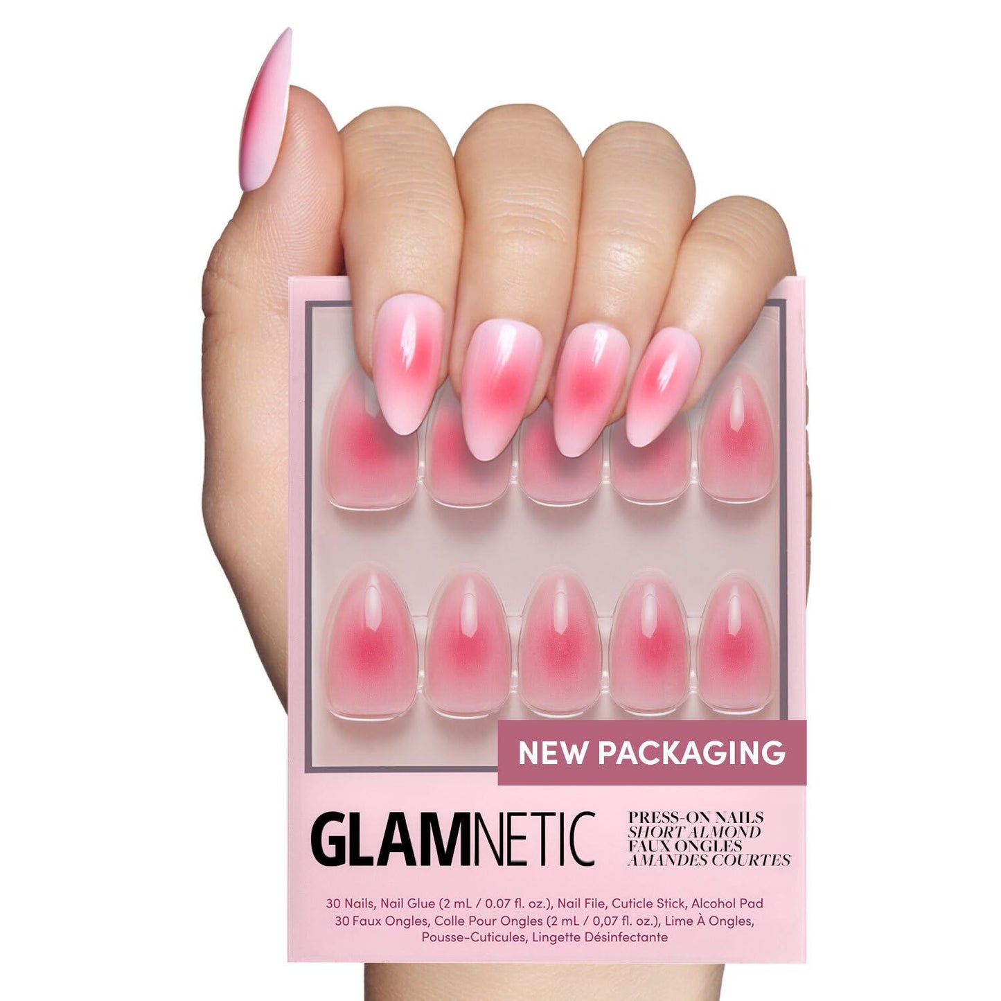 Glamnetic Press On Nails - Berry Maroon | Opaque Dark Red Maroon Short Round Fake Nails, Salon Quality | 12 Sizes - 30 Nail Kit