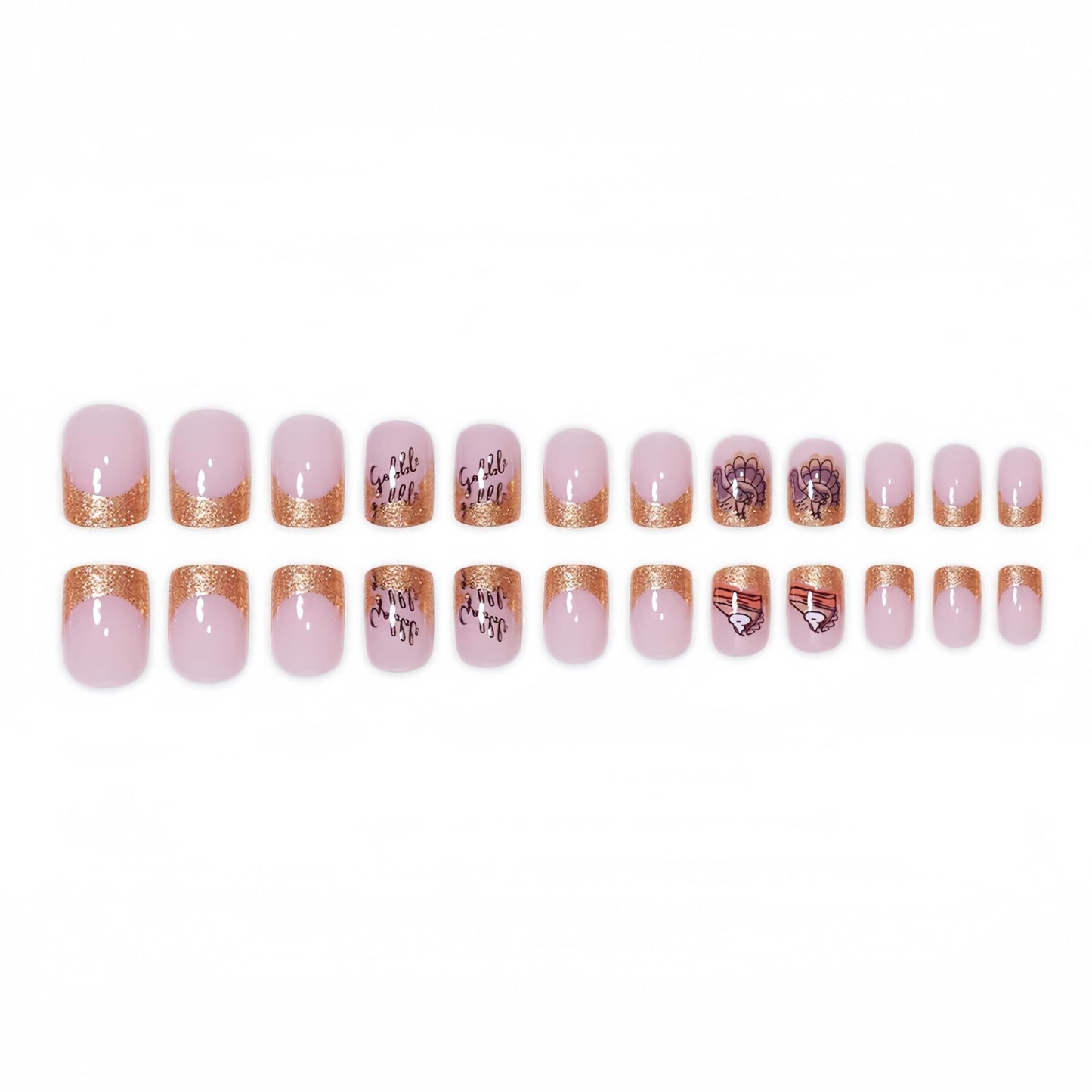 24Pcs Fall Press on Nails Short Square Fake Nails Wine Red and Gold Maple Leaf Glossy Gold Sparkly Acrylic Nails Full Cover Stick on Nails Autumn Thanksgiving Nail Decoration for Nail Art Supplies