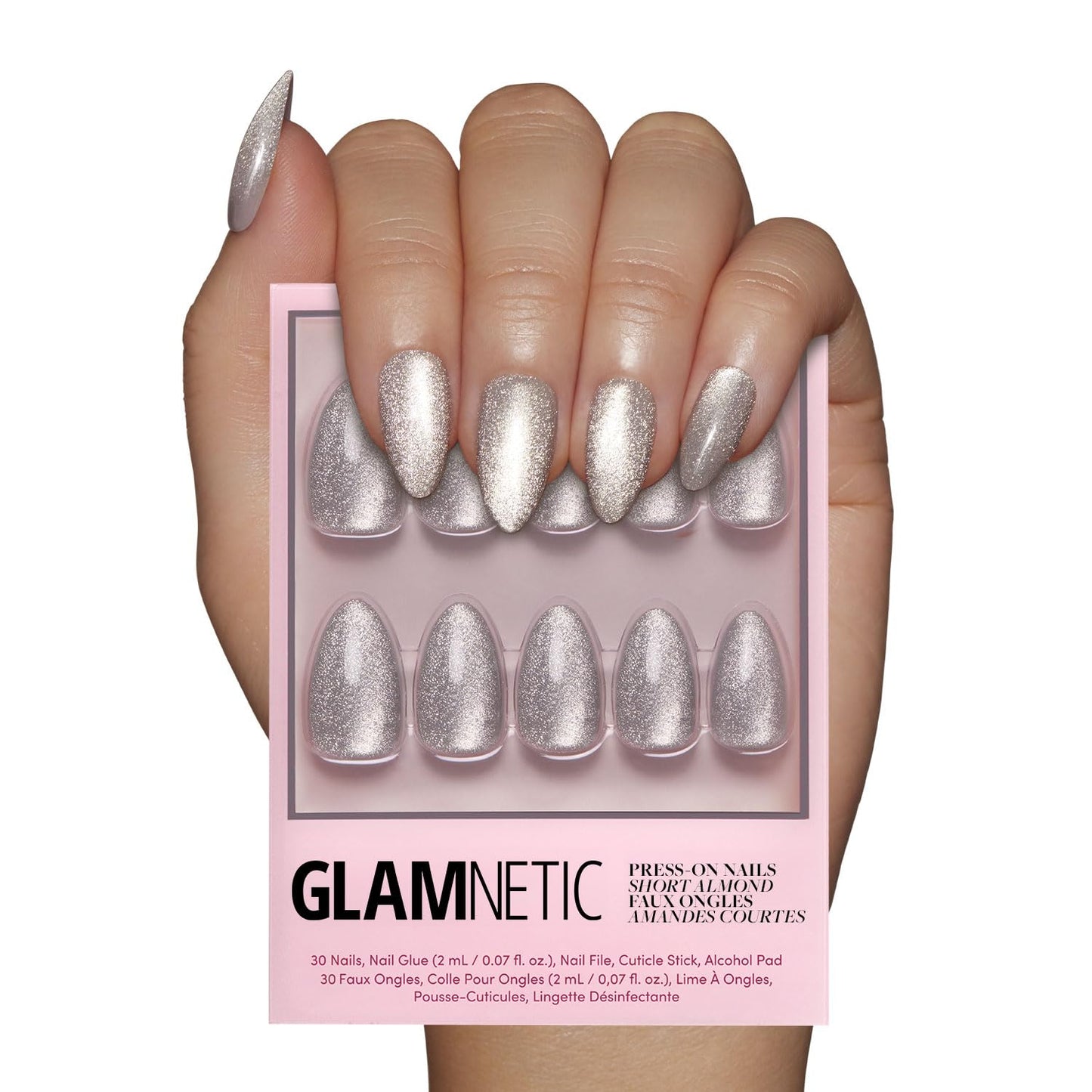 Glamnetic Press On Nails - Berry Maroon | Opaque Dark Red Maroon Short Round Fake Nails, Salon Quality | 12 Sizes - 30 Nail Kit