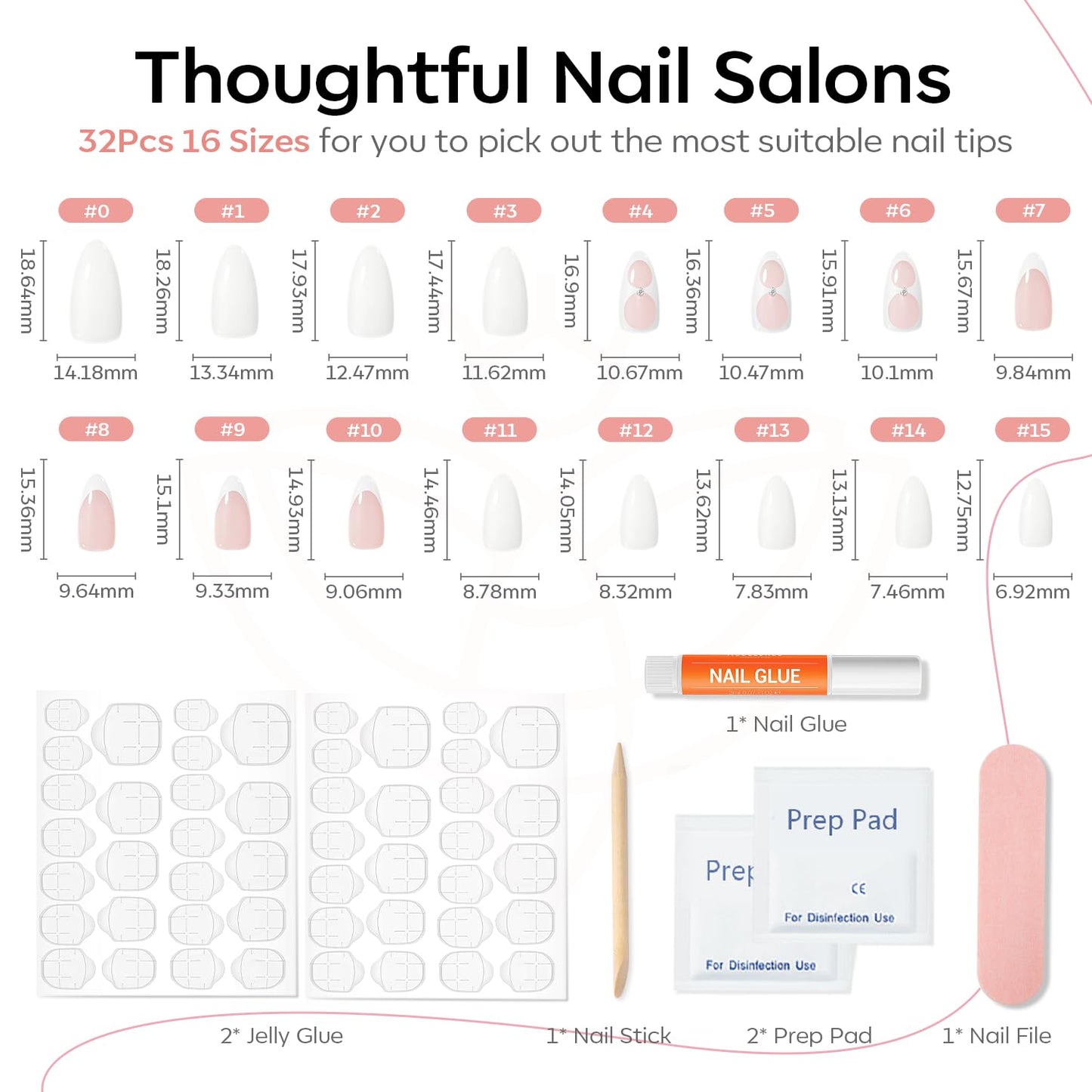 Modelones Brown Press on Nails Almond, Fall Short Fake Nails, Reusable Nail Kit with Nail Glue Adhesive Tabs Mini Nail File, Nails Press Ons 32Pcs 16 Sizes, Women Girl Gift, Amber