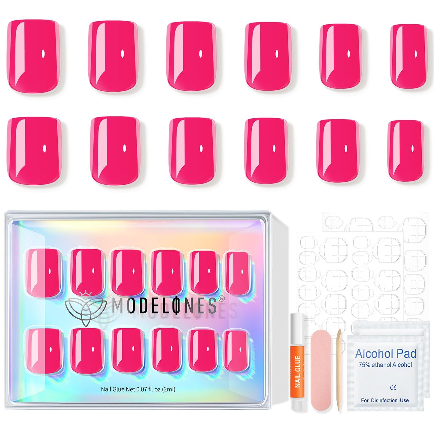Modelones Brown Press on Nails Almond, Fall Short Fake Nails, Reusable Nail Kit with Nail Glue Adhesive Tabs Mini Nail File, Nails Press Ons 32Pcs 16 Sizes, Women Girl Gift, Amber