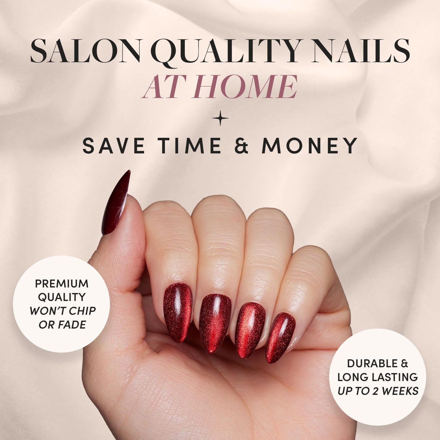 Glamnetic Press On Nails - Berry Maroon | Opaque Dark Red Maroon Short Round Fake Nails, Salon Quality | 12 Sizes - 30 Nail Kit