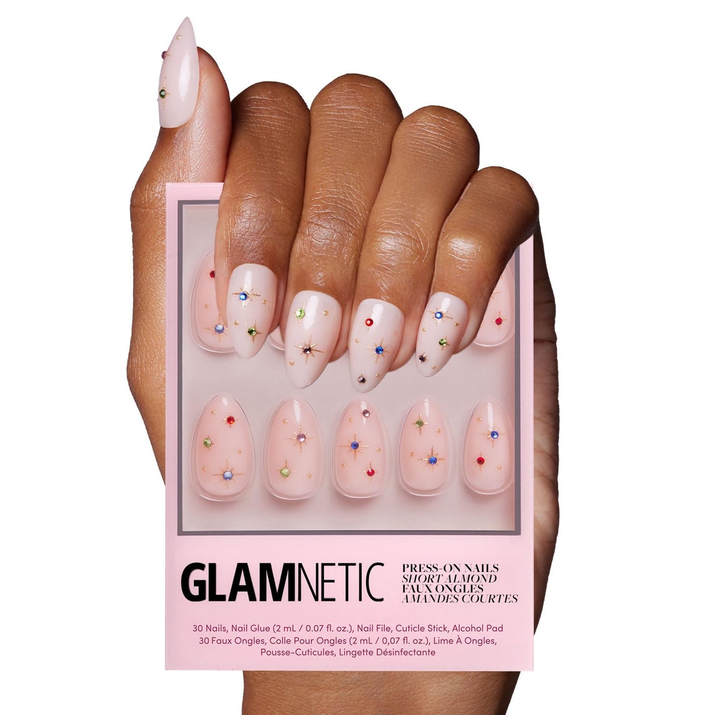 Glamnetic Press On Nails - Berry Maroon | Opaque Dark Red Maroon Short Round Fake Nails, Salon Quality | 12 Sizes - 30 Nail Kit