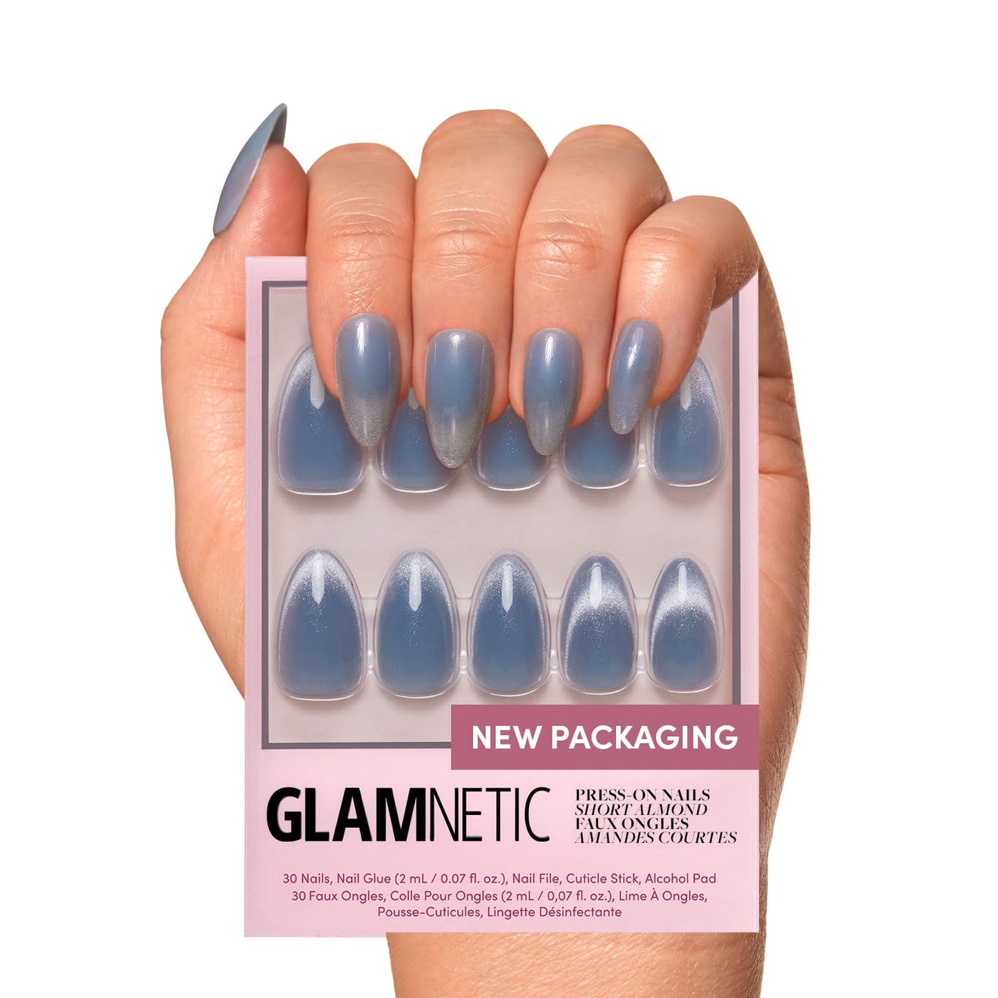 Glamnetic Press On Nails - Berry Maroon | Opaque Dark Red Maroon Short Round Fake Nails, Salon Quality | 12 Sizes - 30 Nail Kit