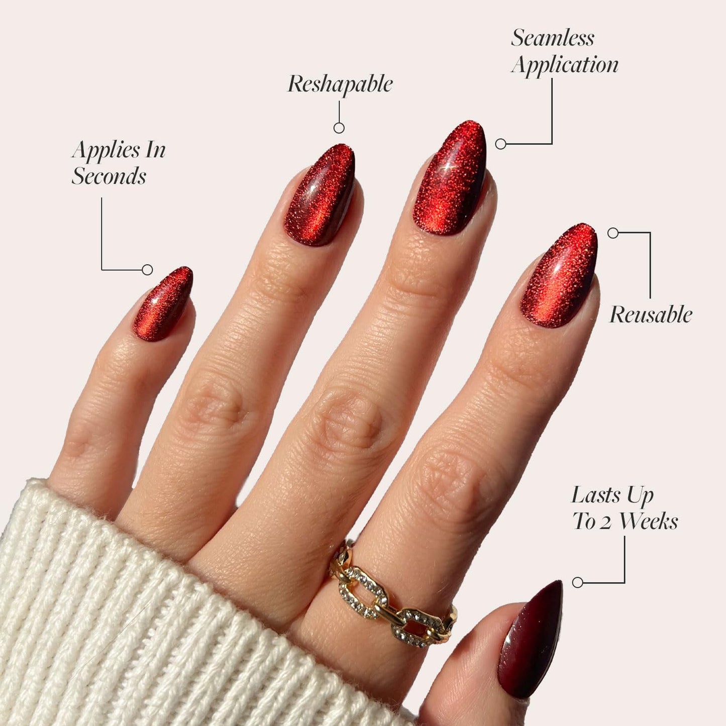 Glamnetic Press On Nails - Berry Maroon | Opaque Dark Red Maroon Short Round Fake Nails, Salon Quality | 12 Sizes - 30 Nail Kit