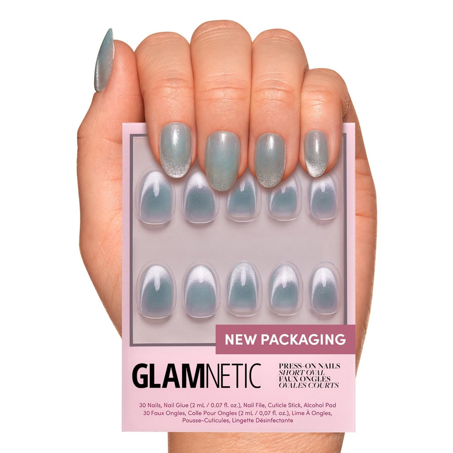 Glamnetic Press On Nails - Berry Maroon | Opaque Dark Red Maroon Short Round Fake Nails, Salon Quality | 12 Sizes - 30 Nail Kit