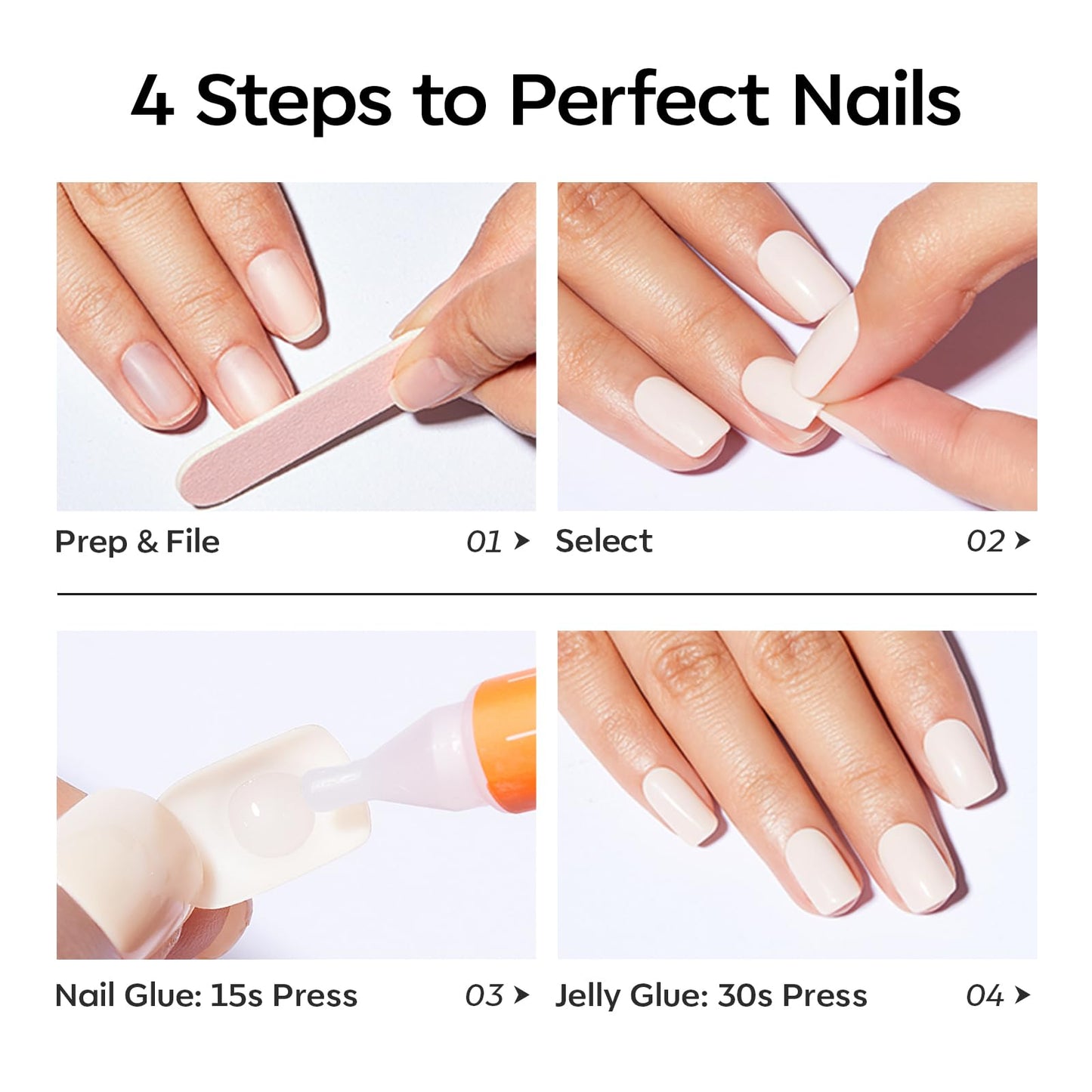 Modelones Brown Press on Nails Almond, Fall Short Fake Nails, Reusable Nail Kit with Nail Glue Adhesive Tabs Mini Nail File, Nails Press Ons 32Pcs 16 Sizes, Women Girl Gift, Amber
