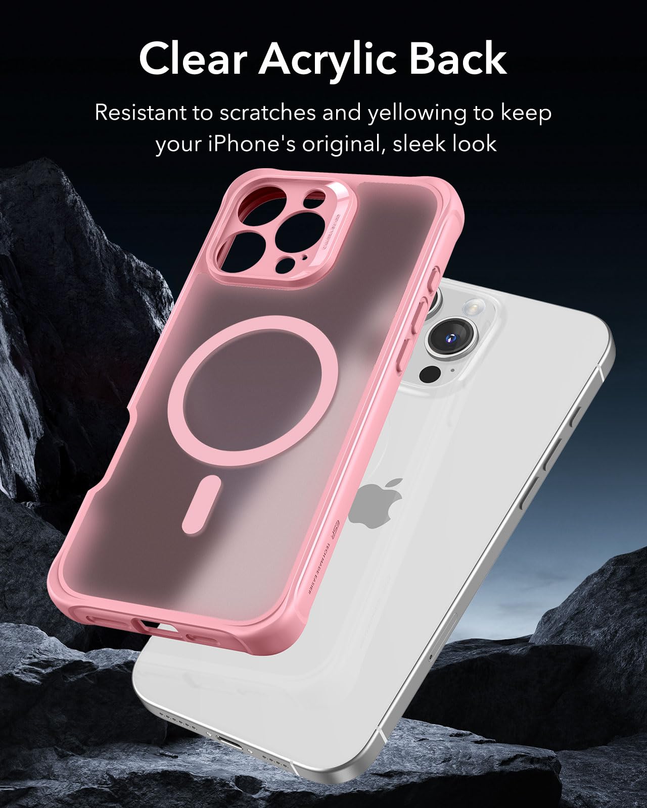 ESR for iPhone 15 Case, Compatible with MagSafe, Full-Body Military-Grade Drop Proof Case with Built-in 9H+ Tempered Glass Screen Protector, Armor Series, Clear Black