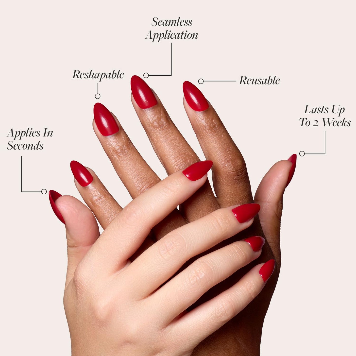 Glamnetic Press On Nails - Berry Maroon | Opaque Dark Red Maroon Short Round Fake Nails, Salon Quality | 12 Sizes - 30 Nail Kit