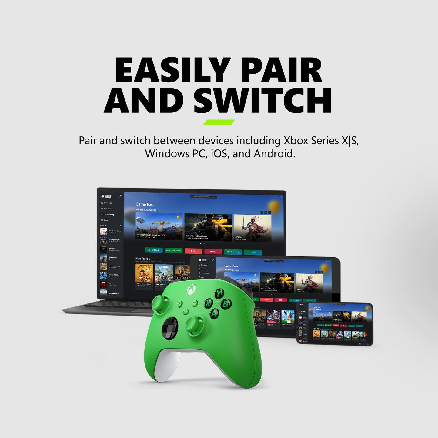 Xbox Wireless Gaming Controller (2025) – Carbon Black – Play on Xbox, Windows, Android, iOS, FireTV Sticks, Smart TVs, VR Headsets