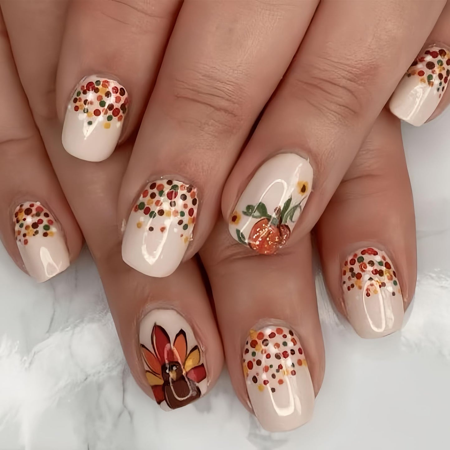 24Pcs Fall Press on Nails Short Square Fake Nails Wine Red and Gold Maple Leaf Glossy Gold Sparkly Acrylic Nails Full Cover Stick on Nails Autumn Thanksgiving Nail Decoration for Nail Art Supplies