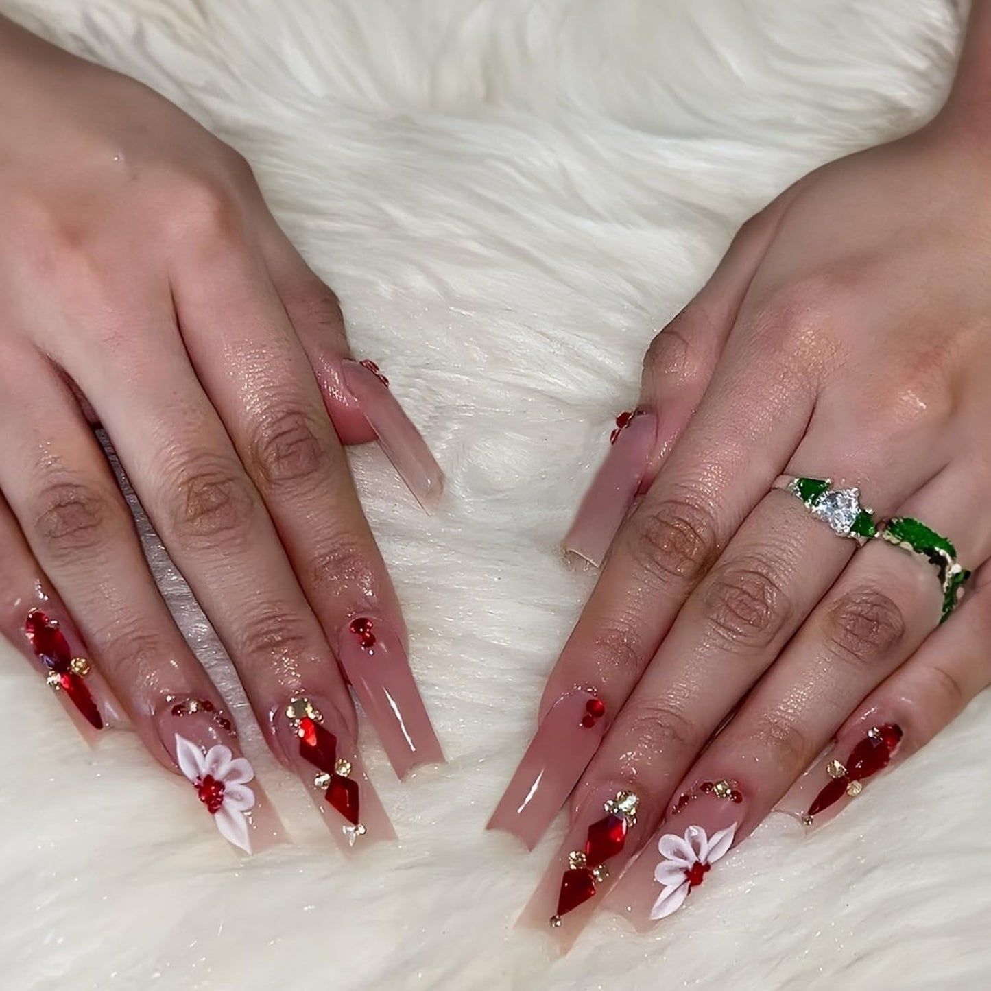 Short Almond Press on Nails Fall Fake Nails Sparkly False Nail with Gold Leaf Designs Autumn Wine Red Glossy Full Cover Acrylic Stick on Nail for Women Nail Art Decor 24 Pcs