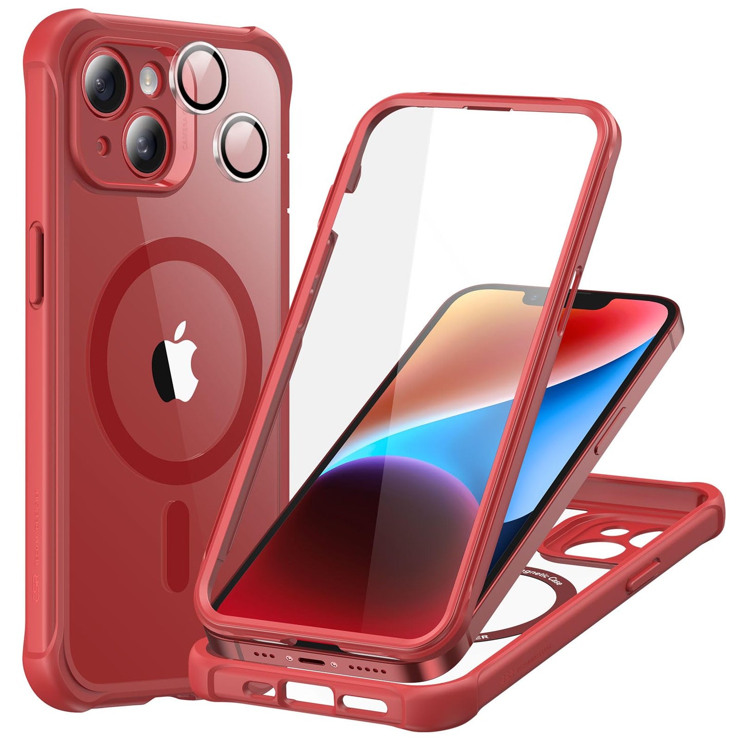 ESR for iPhone 15 Case, Compatible with MagSafe, Full-Body Military-Grade Drop Proof Case with Built-in 9H+ Tempered Glass Screen Protector, Armor Series, Clear Black