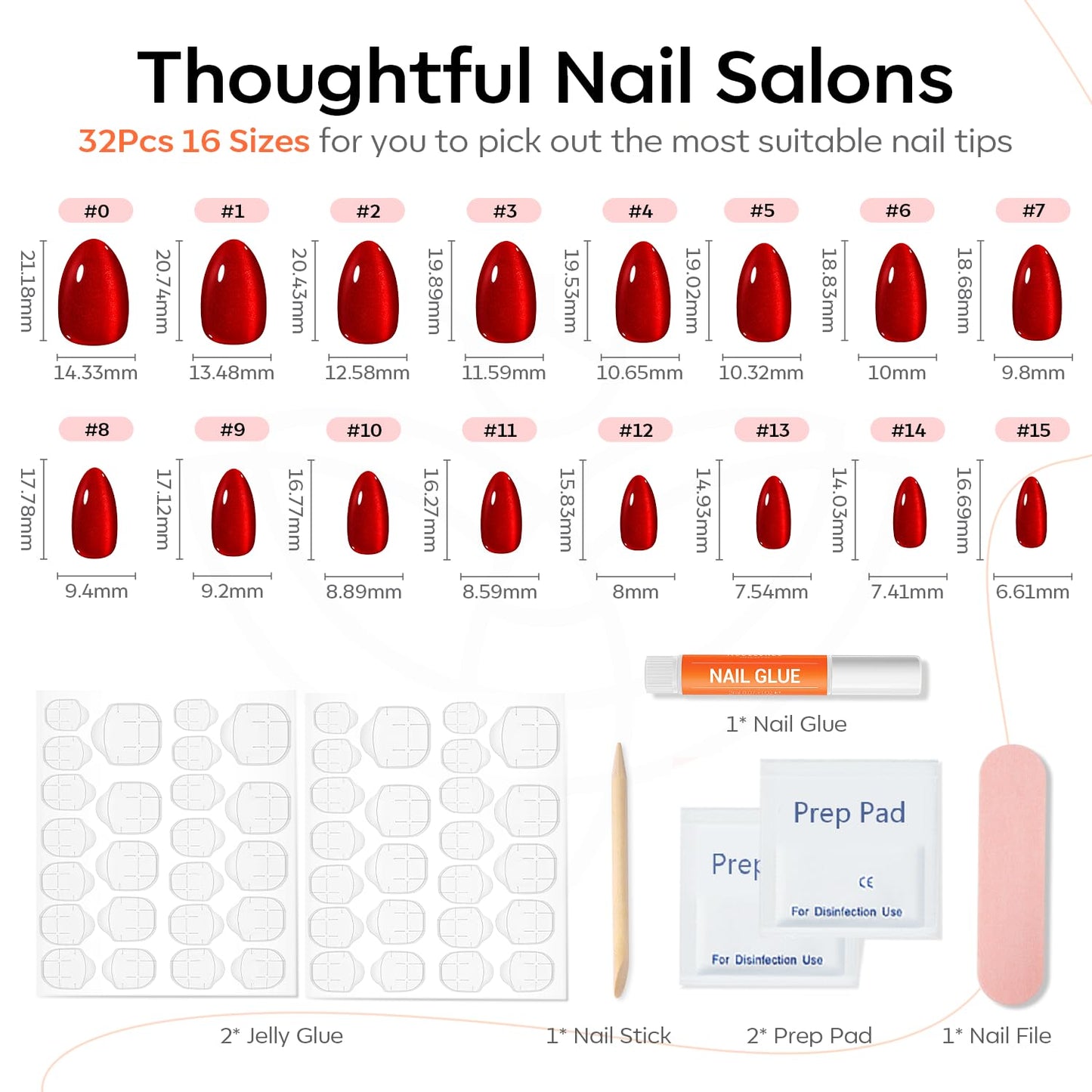 Modelones Brown Press on Nails Almond, Fall Short Fake Nails, Reusable Nail Kit with Nail Glue Adhesive Tabs Mini Nail File, Nails Press Ons 32Pcs 16 Sizes, Women Girl Gift, Amber