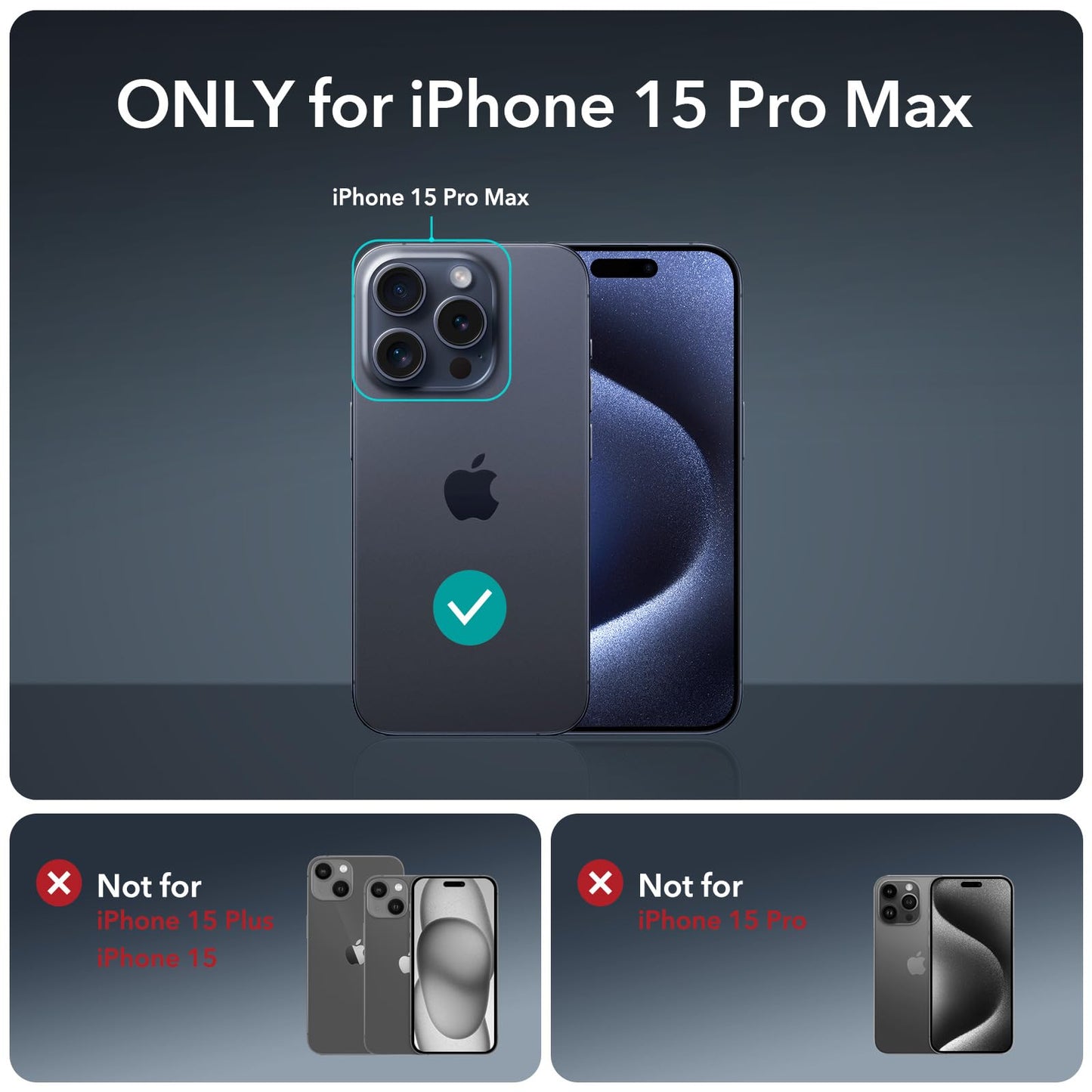 ESR for iPhone 15 Case, Compatible with MagSafe, Full-Body Military-Grade Drop Proof Case with Built-in 9H+ Tempered Glass Screen Protector, Armor Series, Clear Black