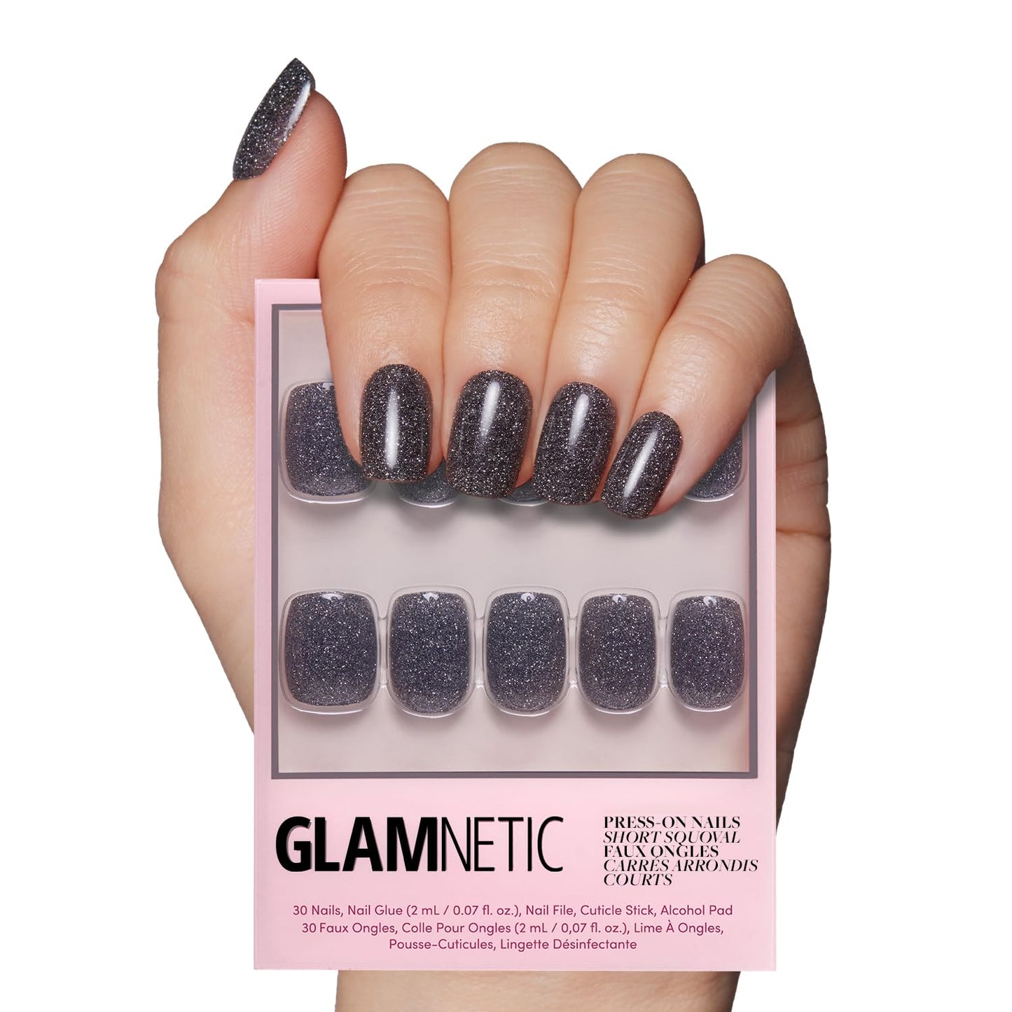 Glamnetic Press On Nails - Berry Maroon | Opaque Dark Red Maroon Short Round Fake Nails, Salon Quality | 12 Sizes - 30 Nail Kit