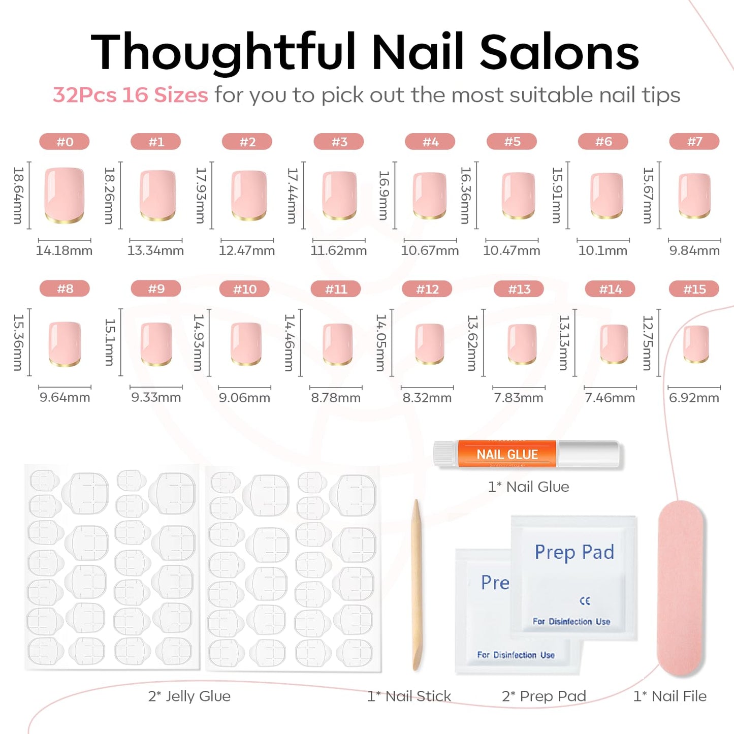 Modelones Brown Press on Nails Almond, Fall Short Fake Nails, Reusable Nail Kit with Nail Glue Adhesive Tabs Mini Nail File, Nails Press Ons 32Pcs 16 Sizes, Women Girl Gift, Amber