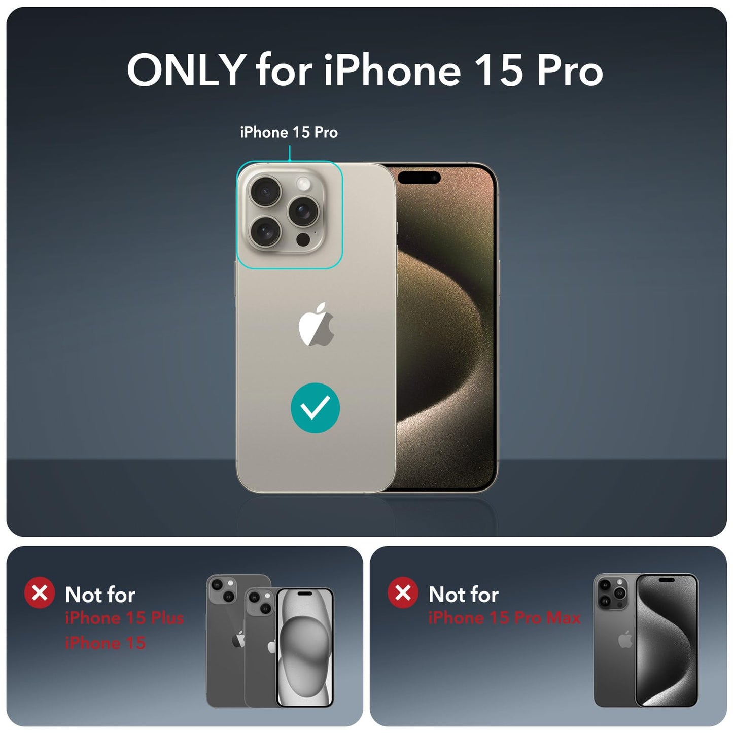 ESR for iPhone 15 Case, Compatible with MagSafe, Full-Body Military-Grade Drop Proof Case with Built-in 9H+ Tempered Glass Screen Protector, Armor Series, Clear Black