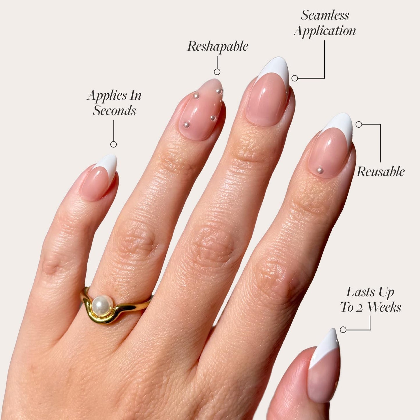 Glamnetic x GLAMZILLA Press On Nails - KILLAZILLA | Short Almond Tortoiseshell Fake Nails with French Tips, Salon Quality | 15 Sizes - 30 Nail Kit with Glue
