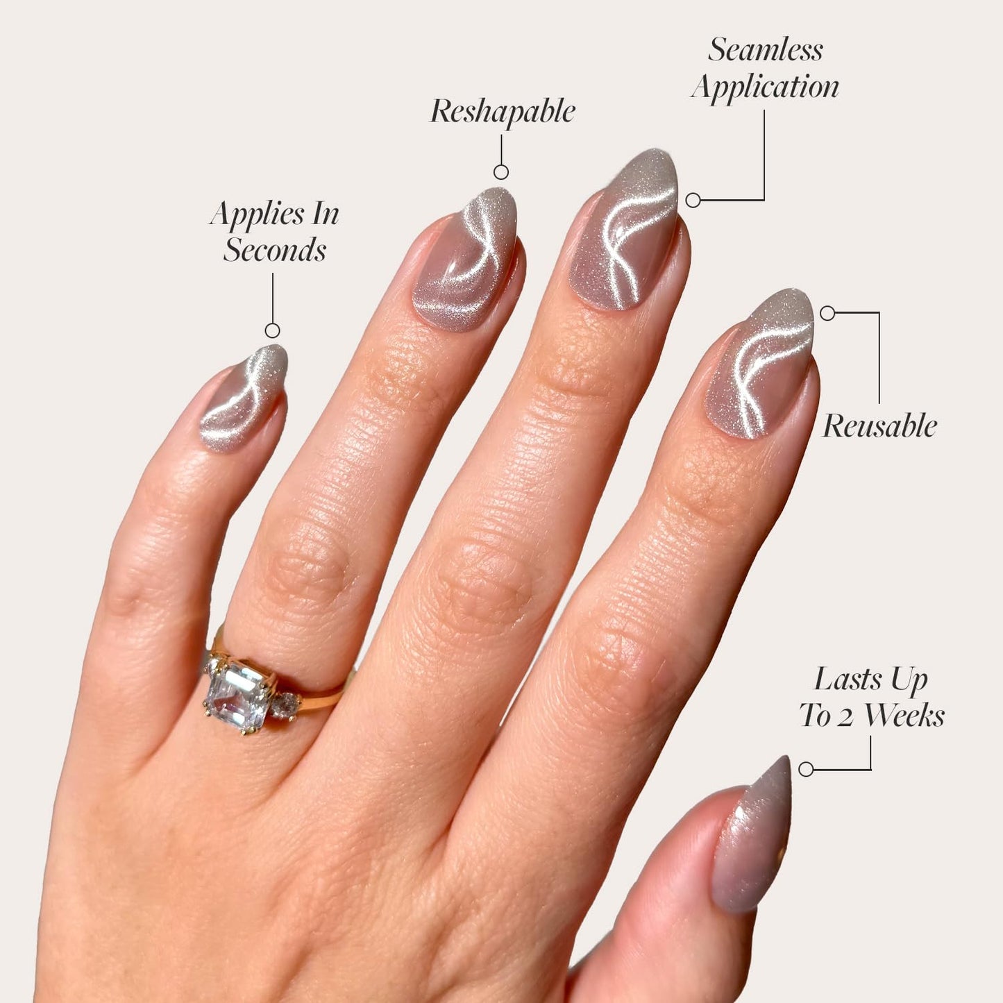 Glamnetic x GLAMZILLA Press On Nails - KILLAZILLA | Short Almond Tortoiseshell Fake Nails with French Tips, Salon Quality | 15 Sizes - 30 Nail Kit with Glue