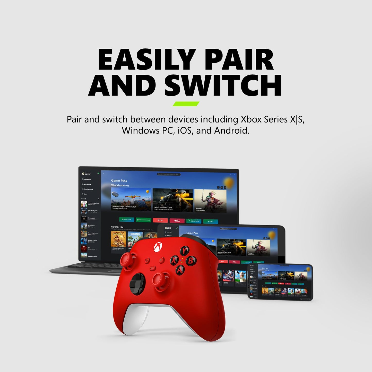 Xbox Wireless Gaming Controller (2025) – Carbon Black – Play on Xbox, Windows, Android, iOS, FireTV Sticks, Smart TVs, VR Headsets