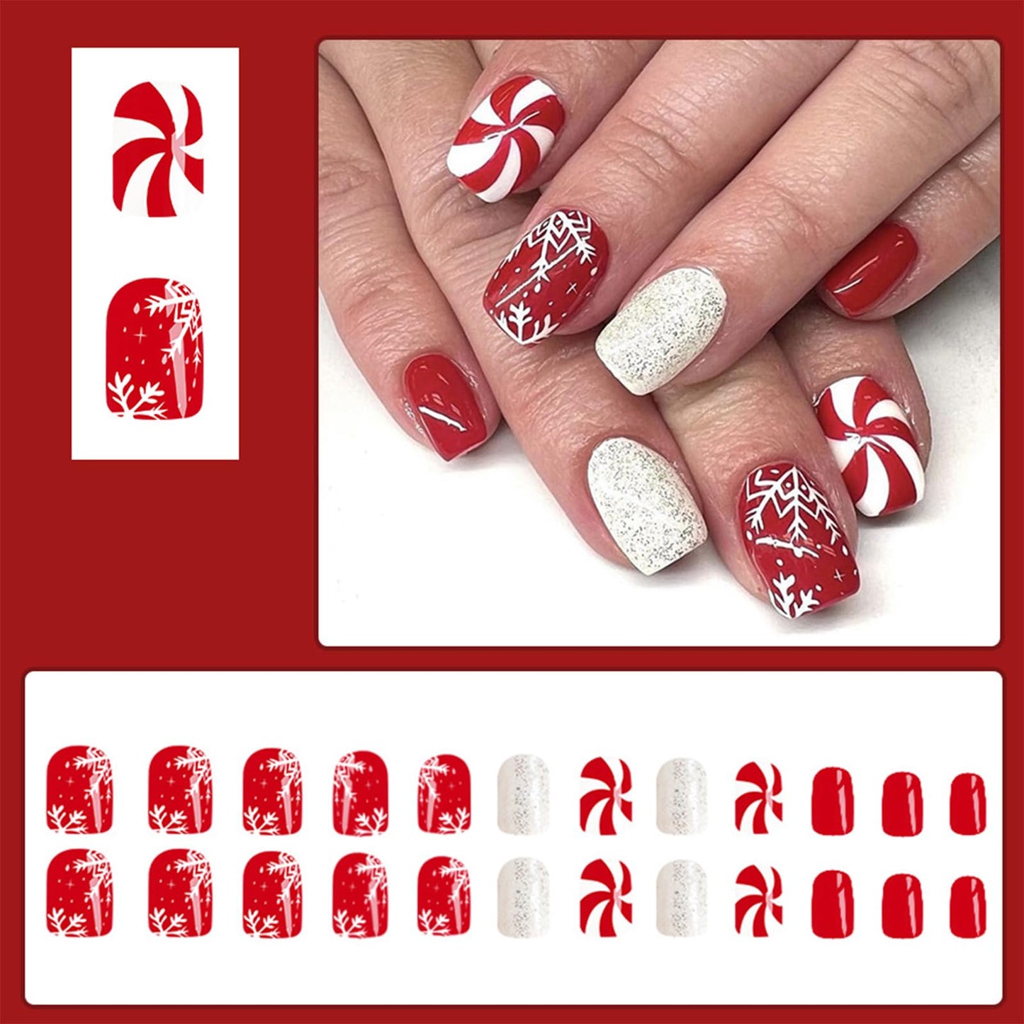 24Pcs Fall Press on Nails Short Square Fake Nails Wine Red and Gold Maple Leaf Glossy Gold Sparkly Acrylic Nails Full Cover Stick on Nails Autumn Thanksgiving Nail Decoration for Nail Art Supplies