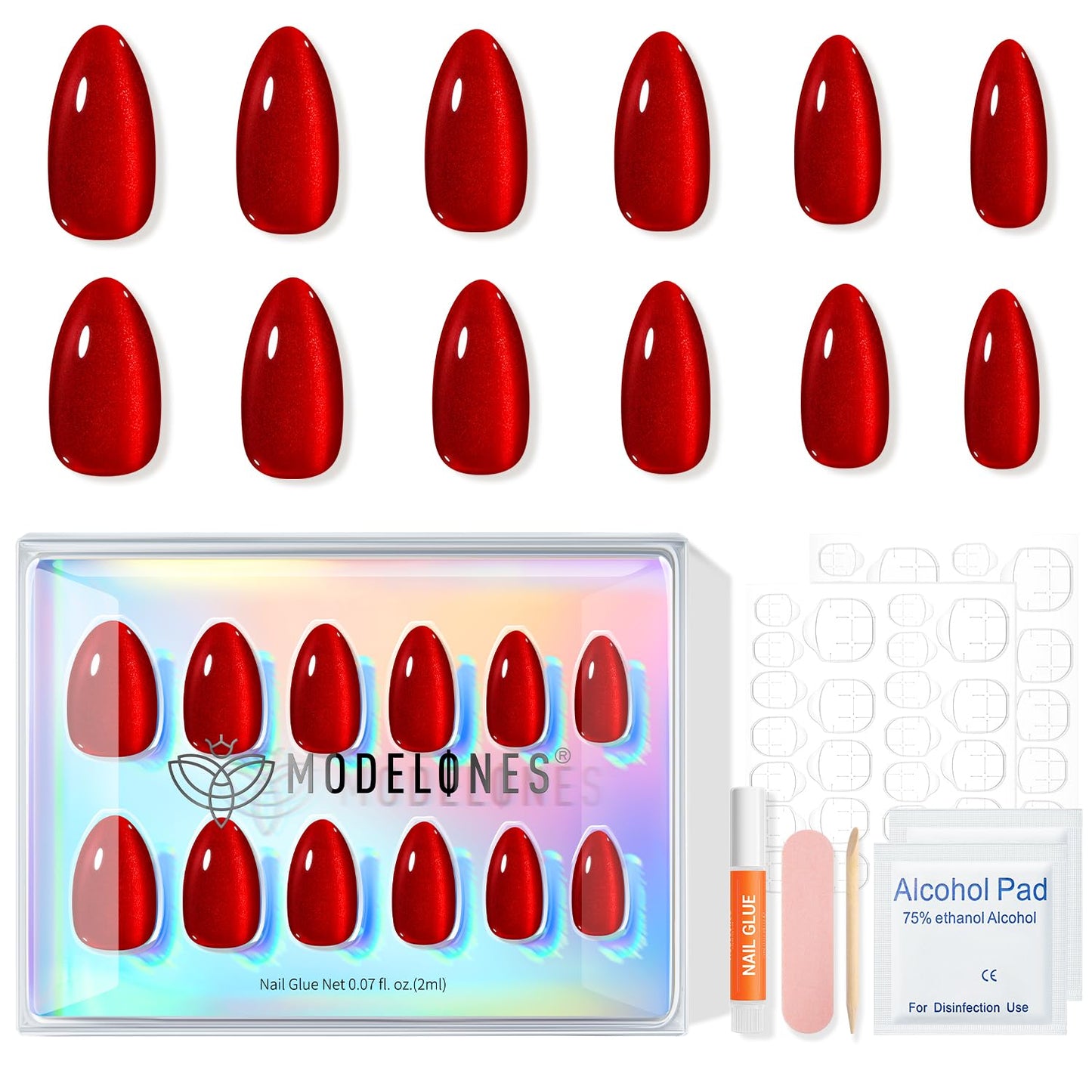 Modelones Brown Press on Nails Almond, Fall Short Fake Nails, Reusable Nail Kit with Nail Glue Adhesive Tabs Mini Nail File, Nails Press Ons 32Pcs 16 Sizes, Women Girl Gift, Amber