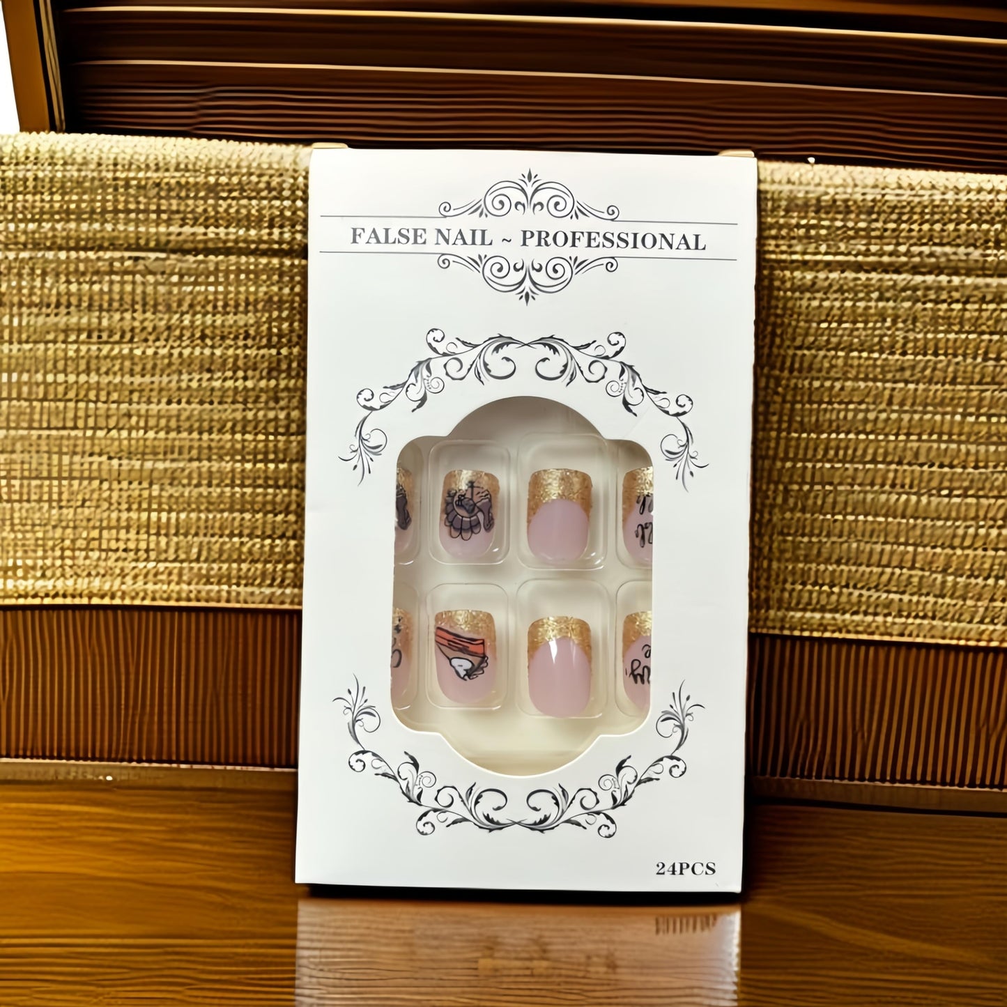 24Pcs Fall Press on Nails Short Square Fake Nails Wine Red and Gold Maple Leaf Glossy Gold Sparkly Acrylic Nails Full Cover Stick on Nails Autumn Thanksgiving Nail Decoration for Nail Art Supplies