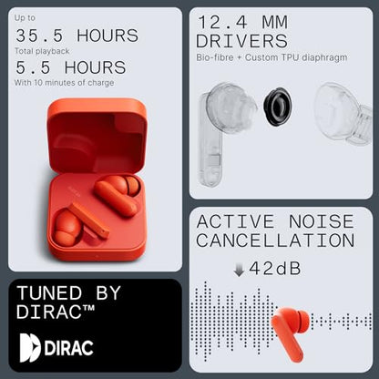 CMF Buds 2a Wireless Earbuds 2025 New Active Noise Cancelling 42dB Hybrid ANC Bluetooth Headphones, 12.4mm Dynamic Driver for Big Bass, 4 Mic Clear Calls, Sport Ear Buds for iPhone, Android, Dark Grey